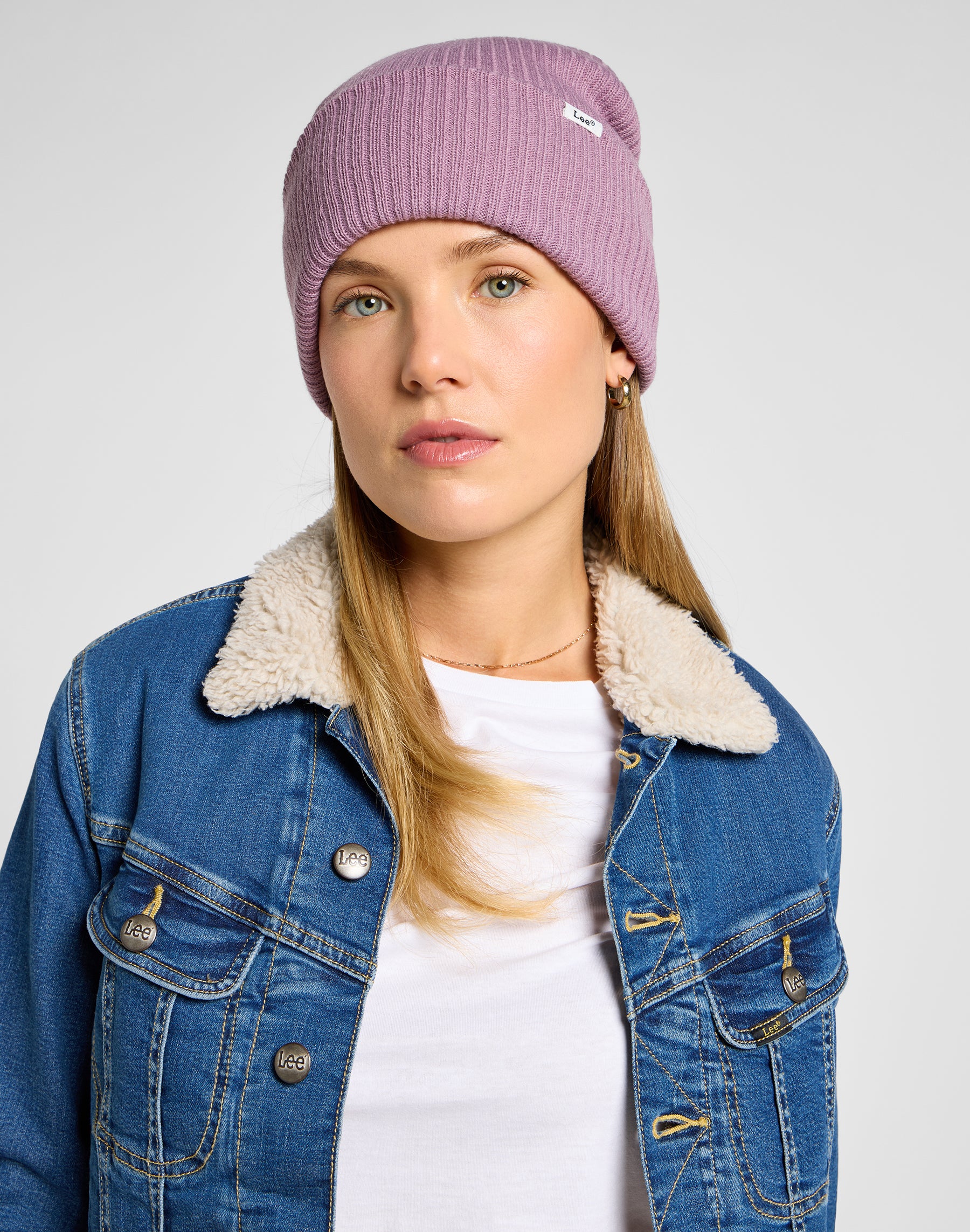 Ribbed Beanie in Pretty Plum Mützen Lee
