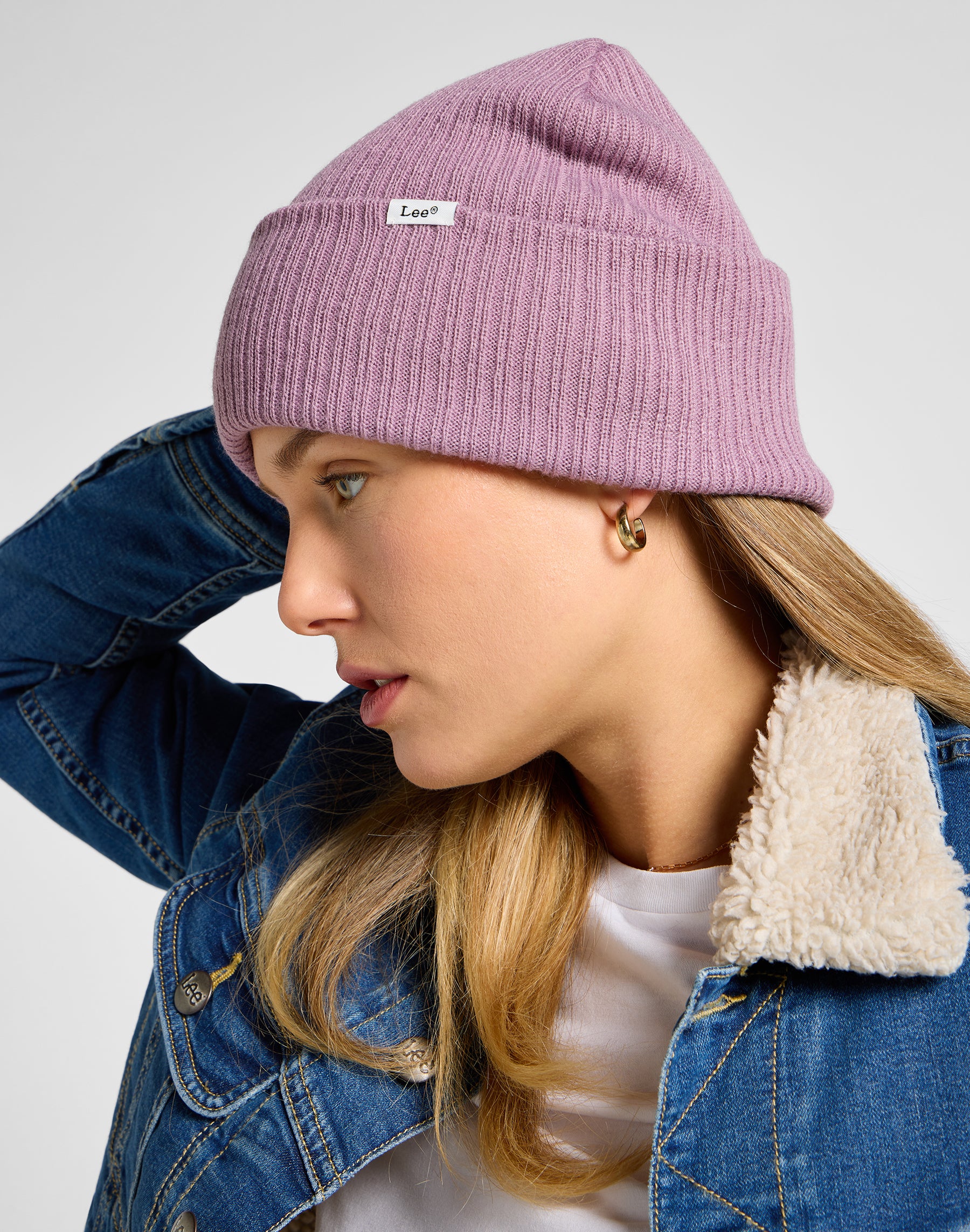 Ribbed Beanie in Pretty Plum Mützen Lee