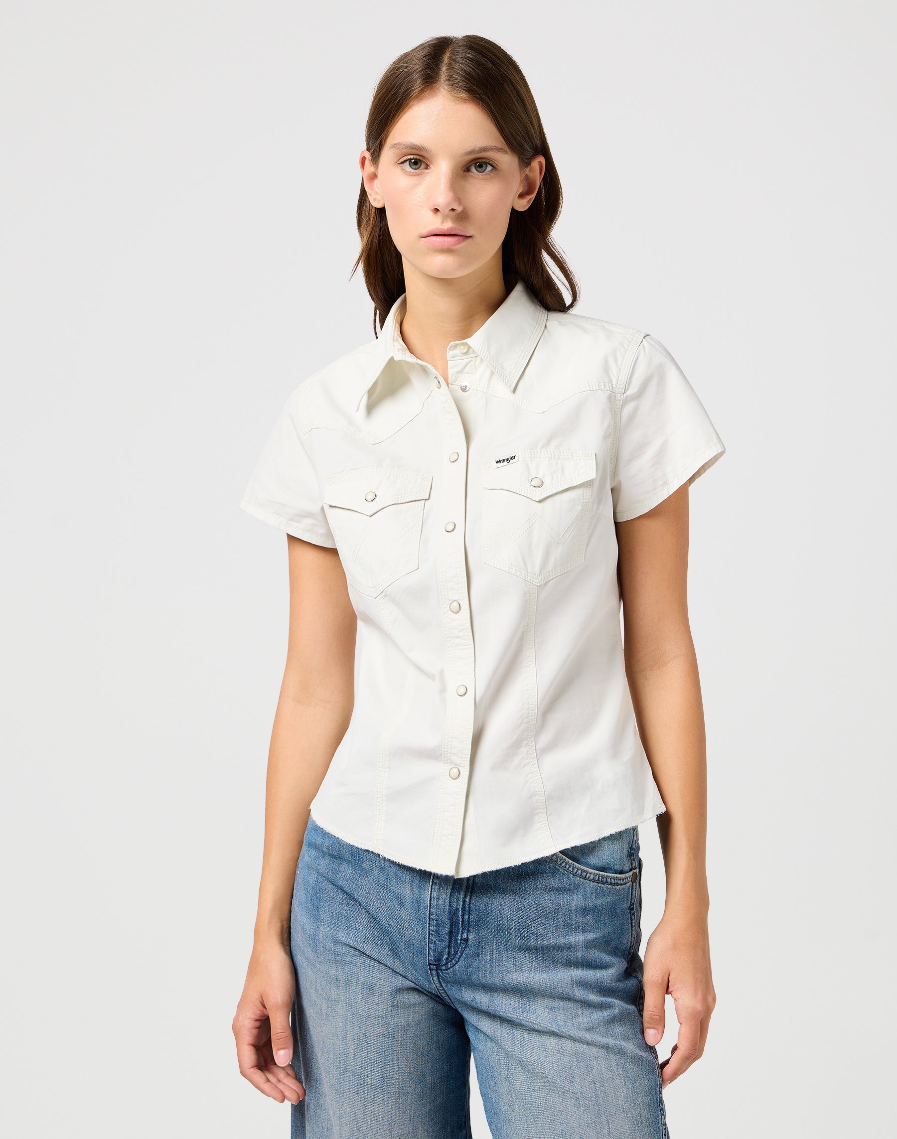 Shrunken Shirt in Vintage White Hemden Wrangler