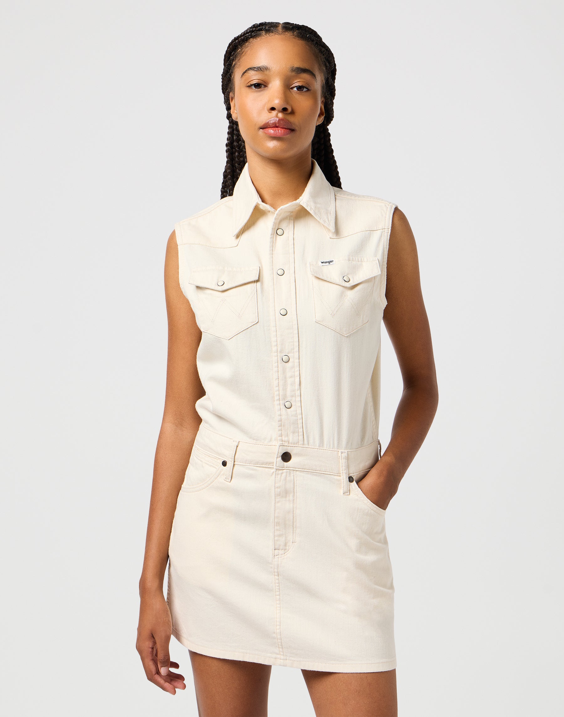 Sleeveless Dress in Natural Kleider Wrangler