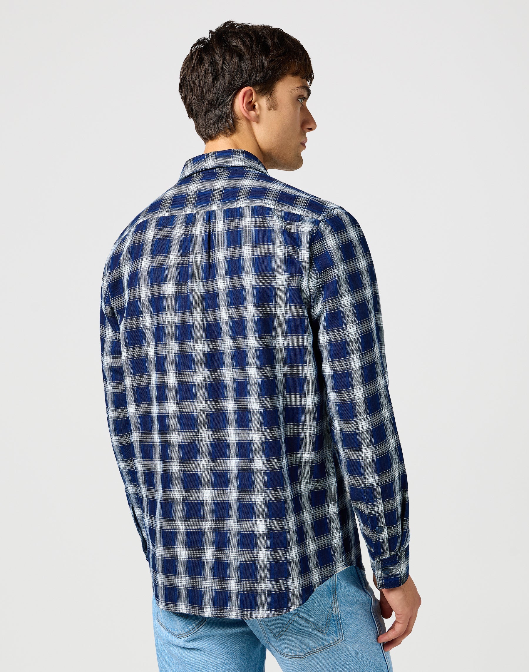 1 Pkt Shirt in Indigo Plaid Hemden Wrangler