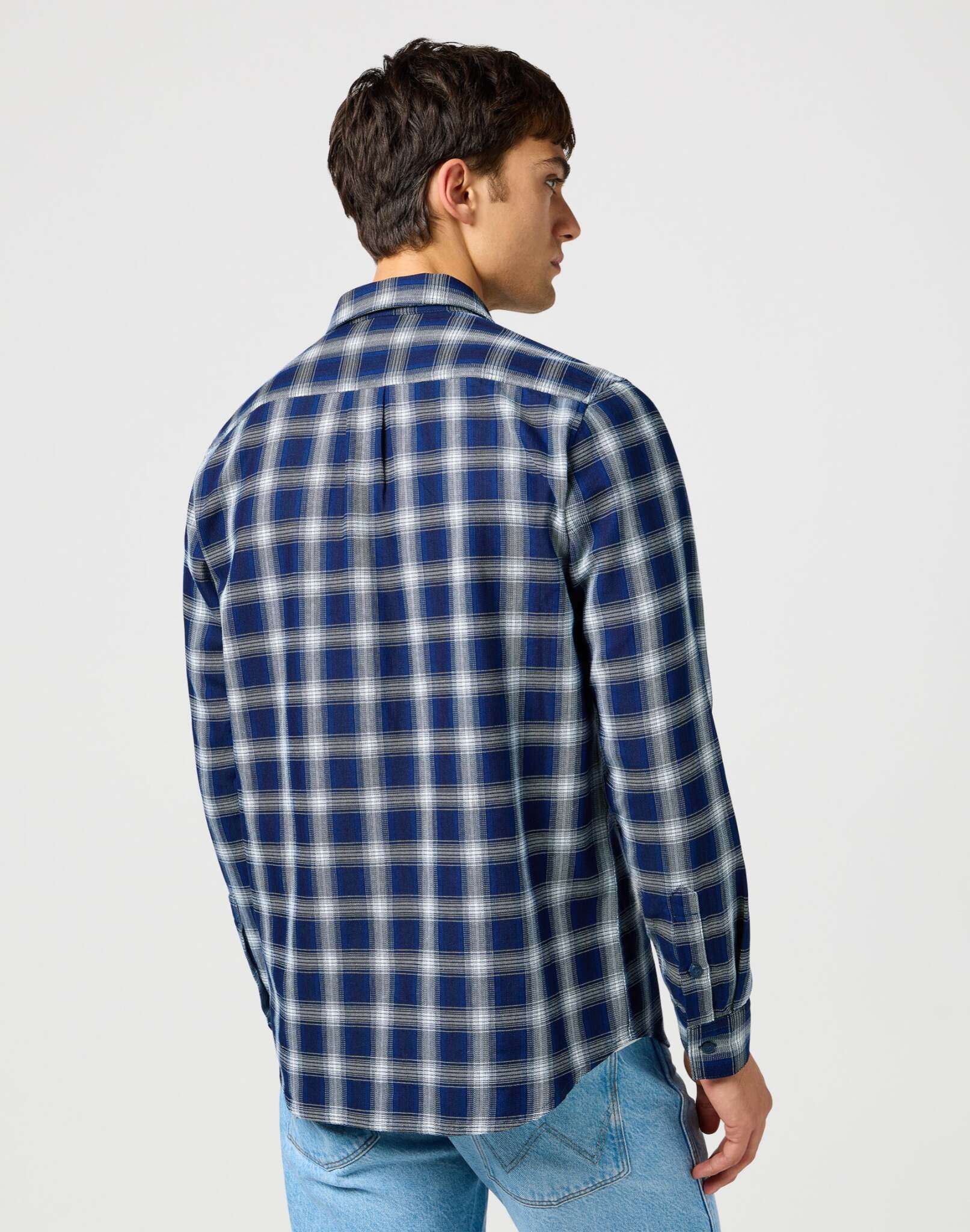 1 Pkt Shirt in Indigo Plaid Hemden Wrangler