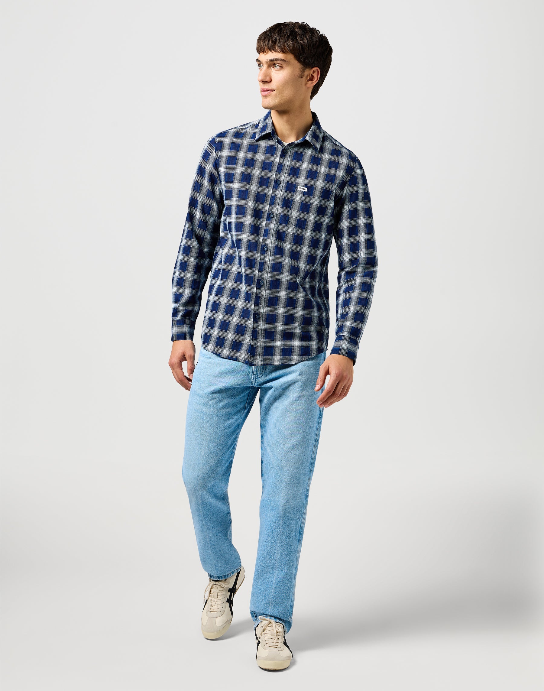 1 Pkt Shirt in Indigo Plaid Hemden Wrangler