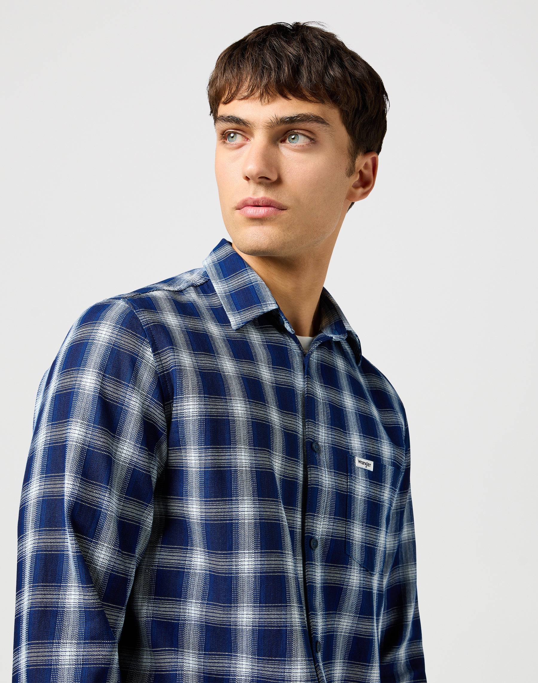 1 Pkt Shirt in Indigo Plaid Hemden Wrangler