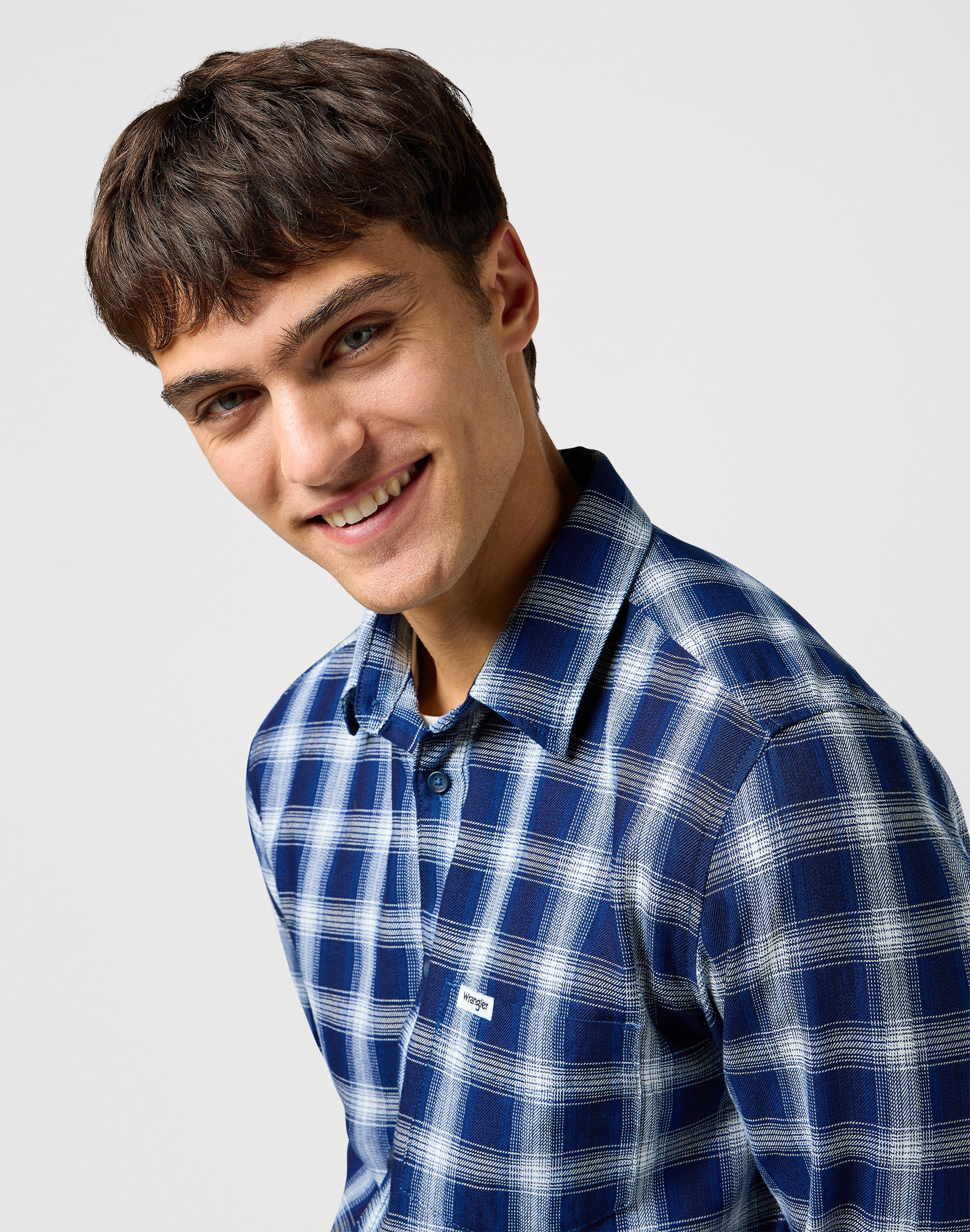 1 Pkt Shirt in Indigo Plaid Hemden Wrangler