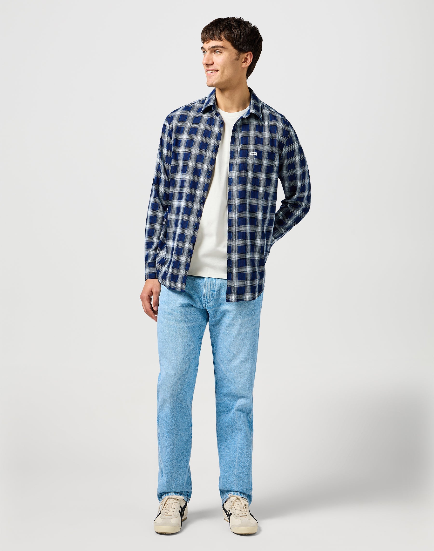 1 Pkt Shirt in Indigo Plaid Hemden Wrangler