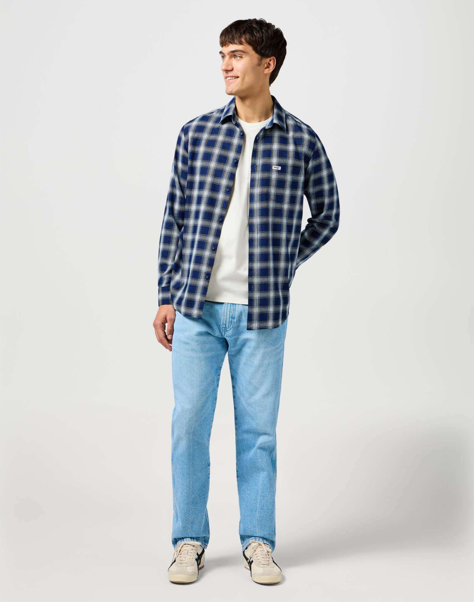 1 Pkt Shirt in Indigo Plaid Hemden Wrangler
