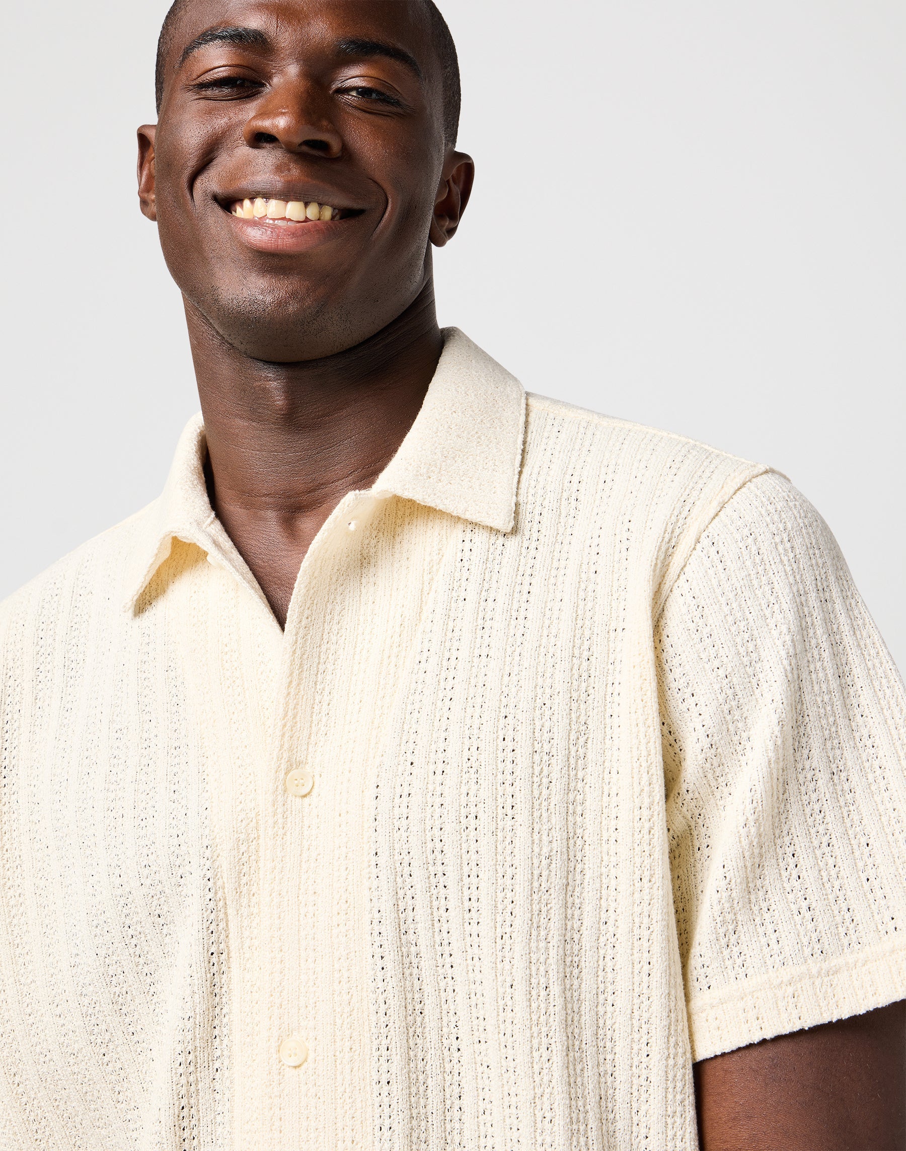 Ss Knit Shirt in Natural Hemden Wrangler