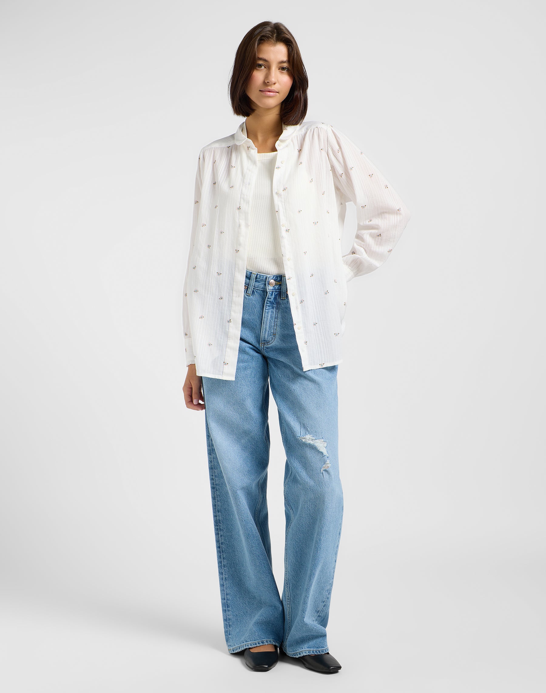 Shirred Blouse in Grove Floral Hemden Lee