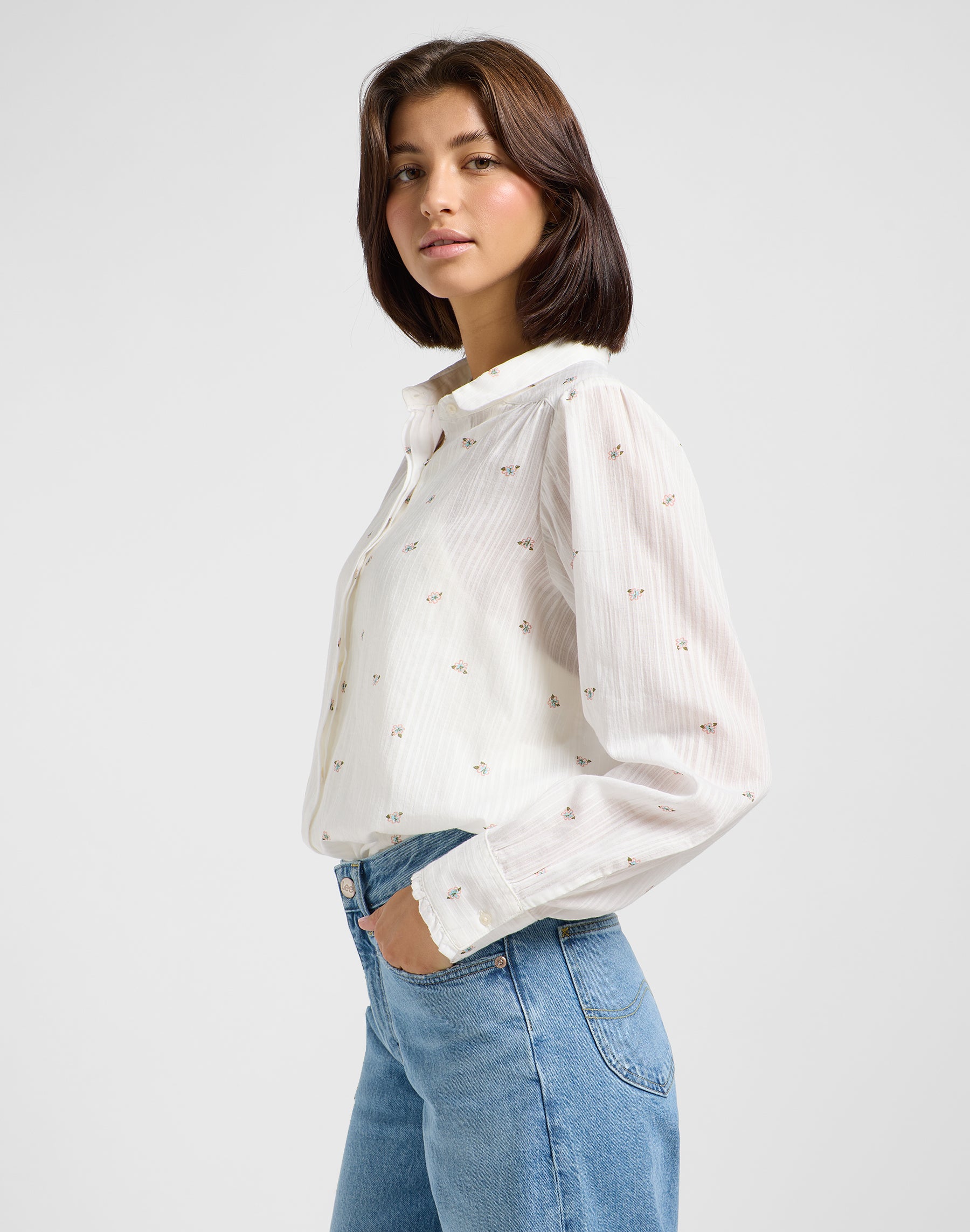 Shirred Blouse in Grove Floral Hemden Lee