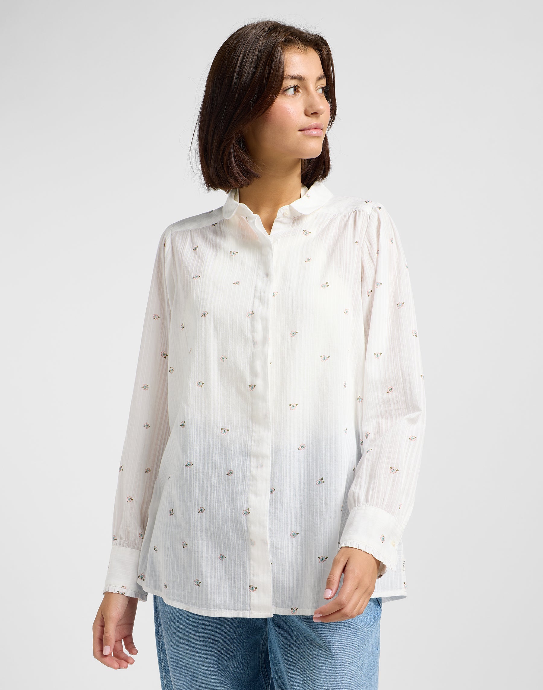 Shirred Blouse in Grove Floral Hemden Lee