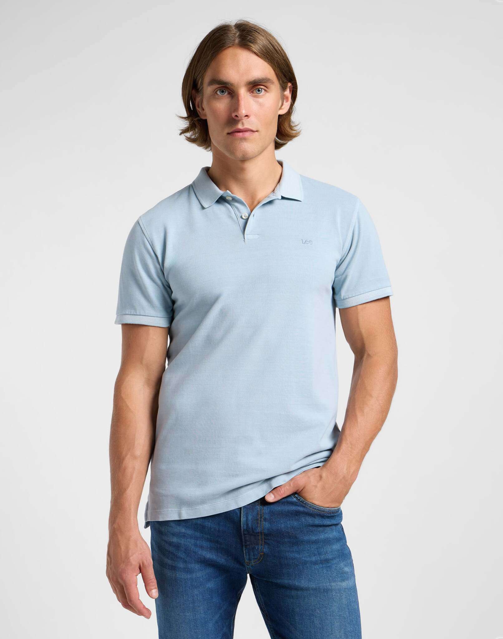 Garment Dye Polo in Concrete Gray T-Shirts Lee