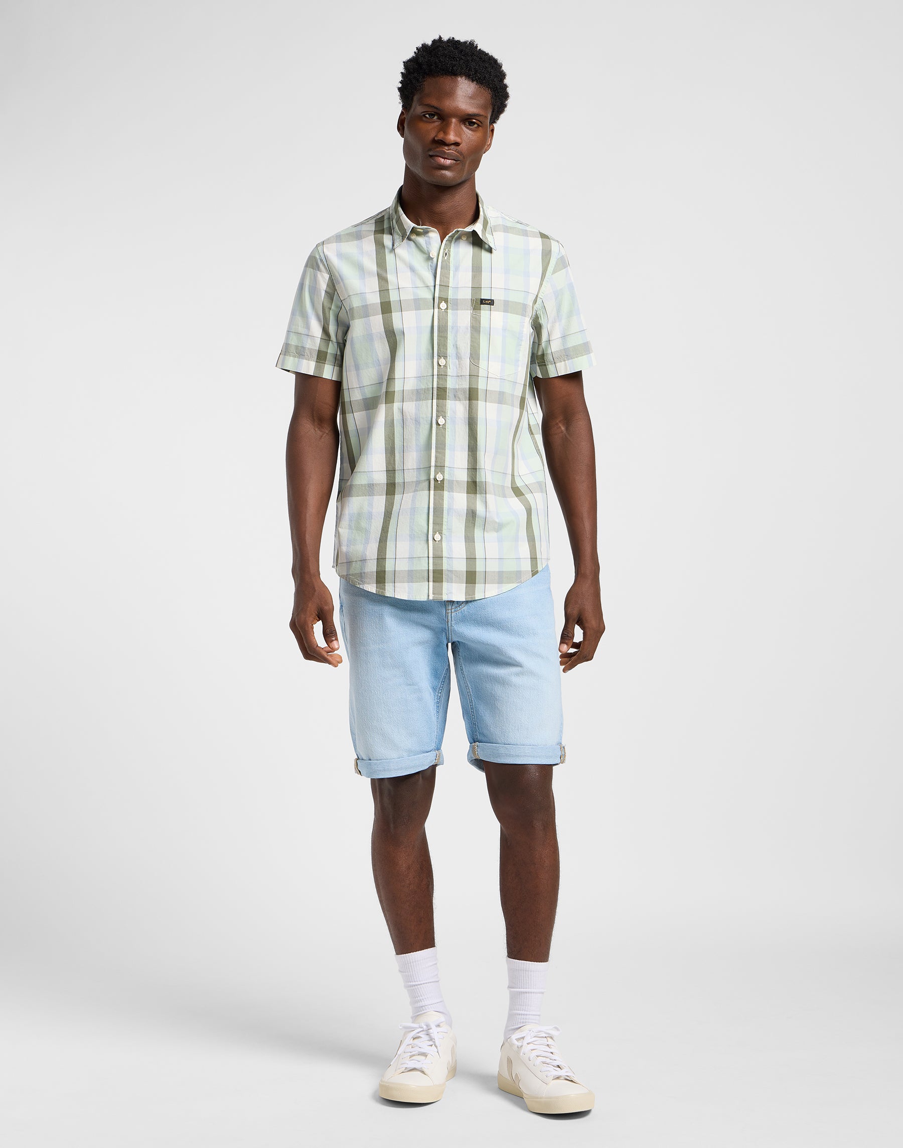 Lee Button Down Ss in Concrete Sage Hemden Lee