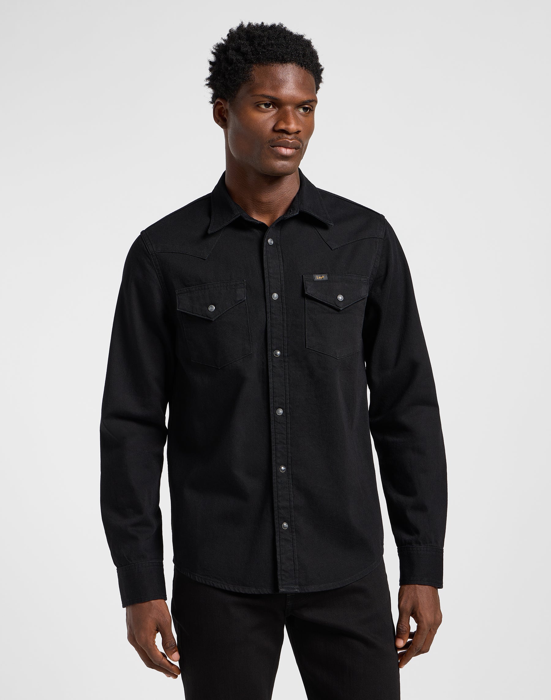 Regular Western Shirt in Black Hemden Lee