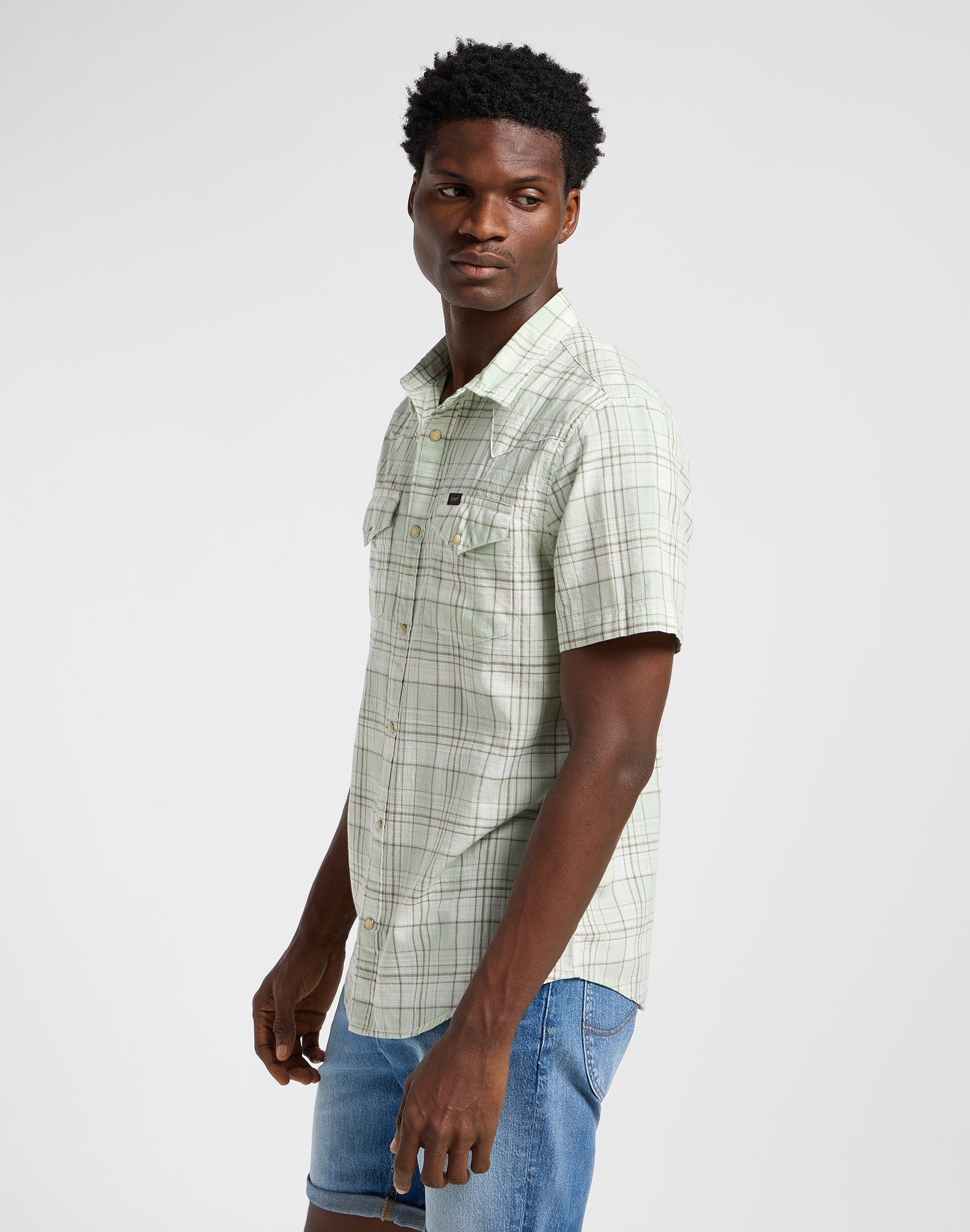 Ss Western Shirt in Mercantile Sage Ombre Hemden Lee