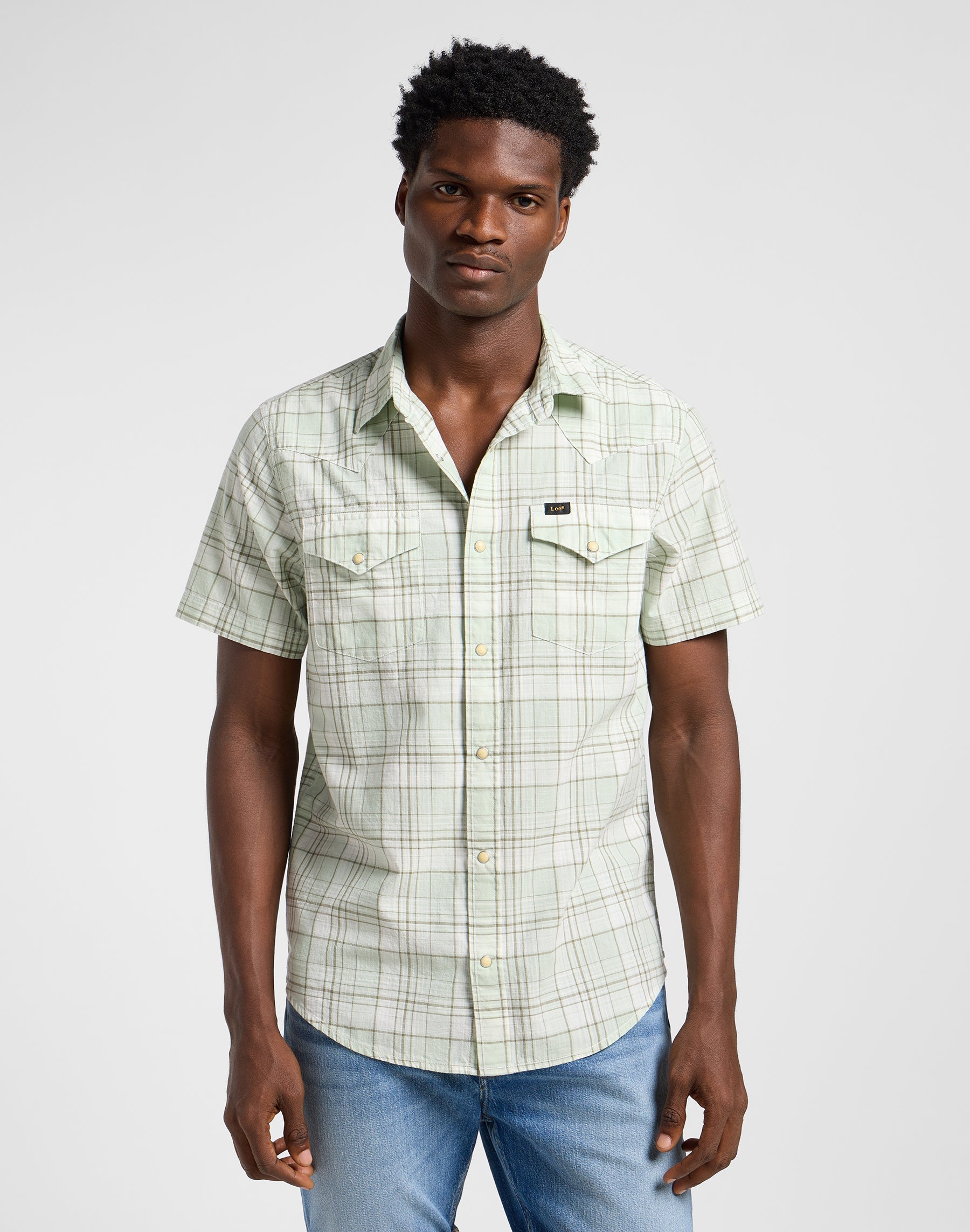 Ss Western Shirt in Mercantile Sage Ombre Hemden Lee
