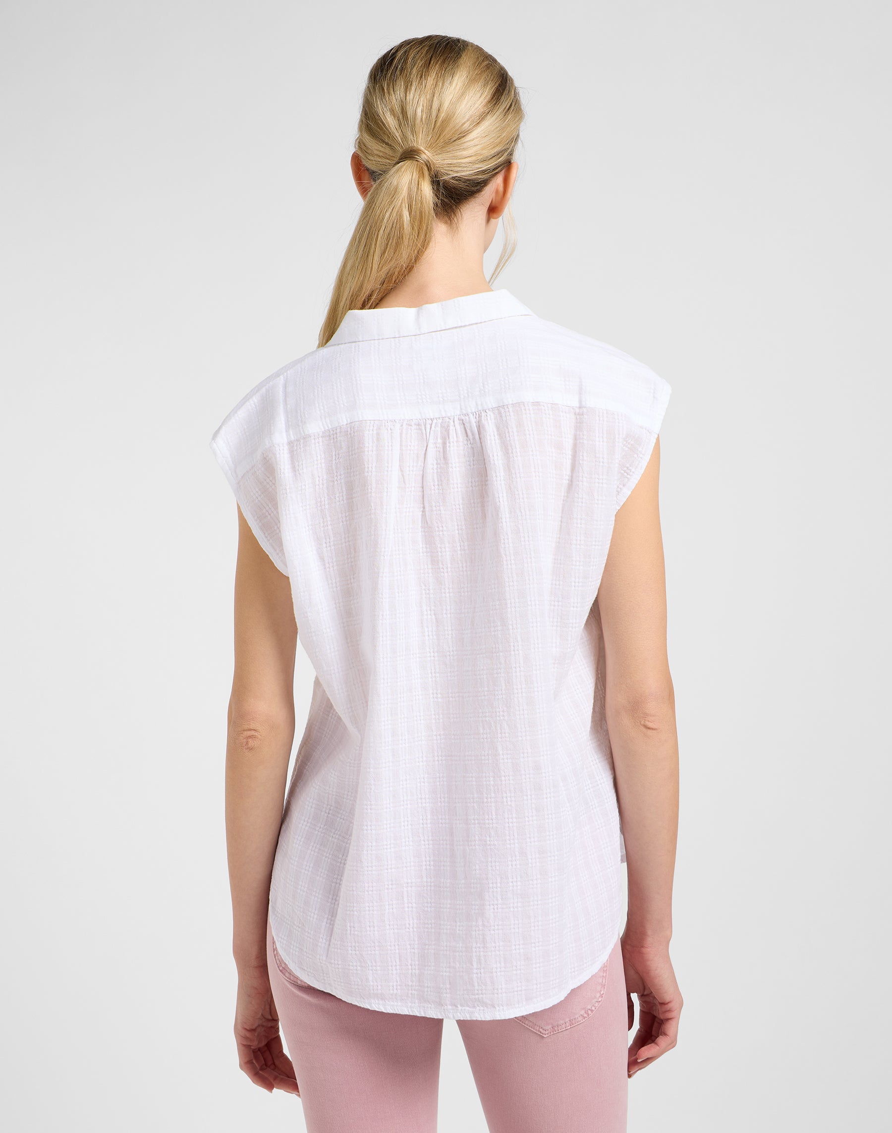 Cap Sleeve Shirt in Bright White Hemden Lee
