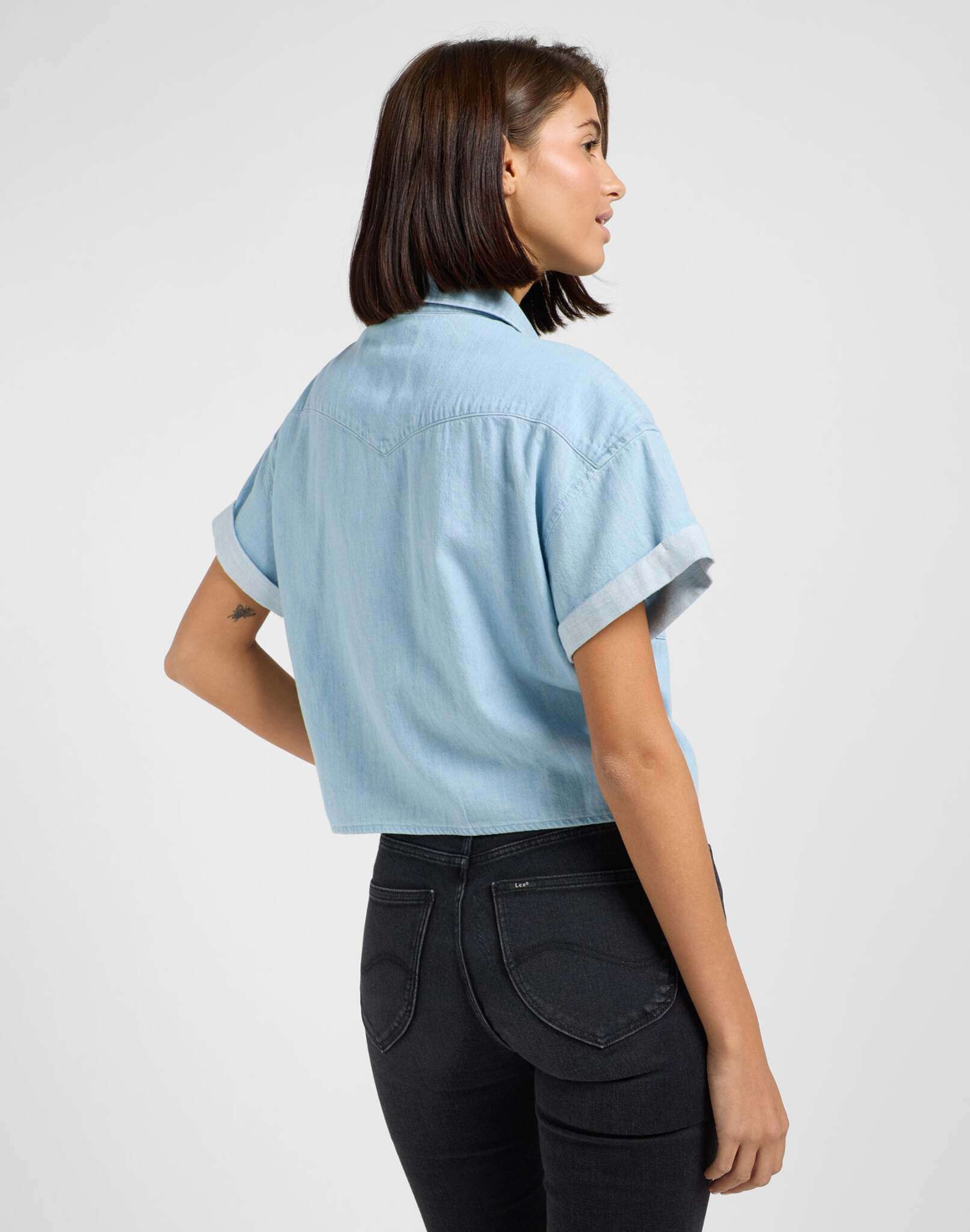 Crop Tied Western Shirt in Light Mood Hemden Lee
