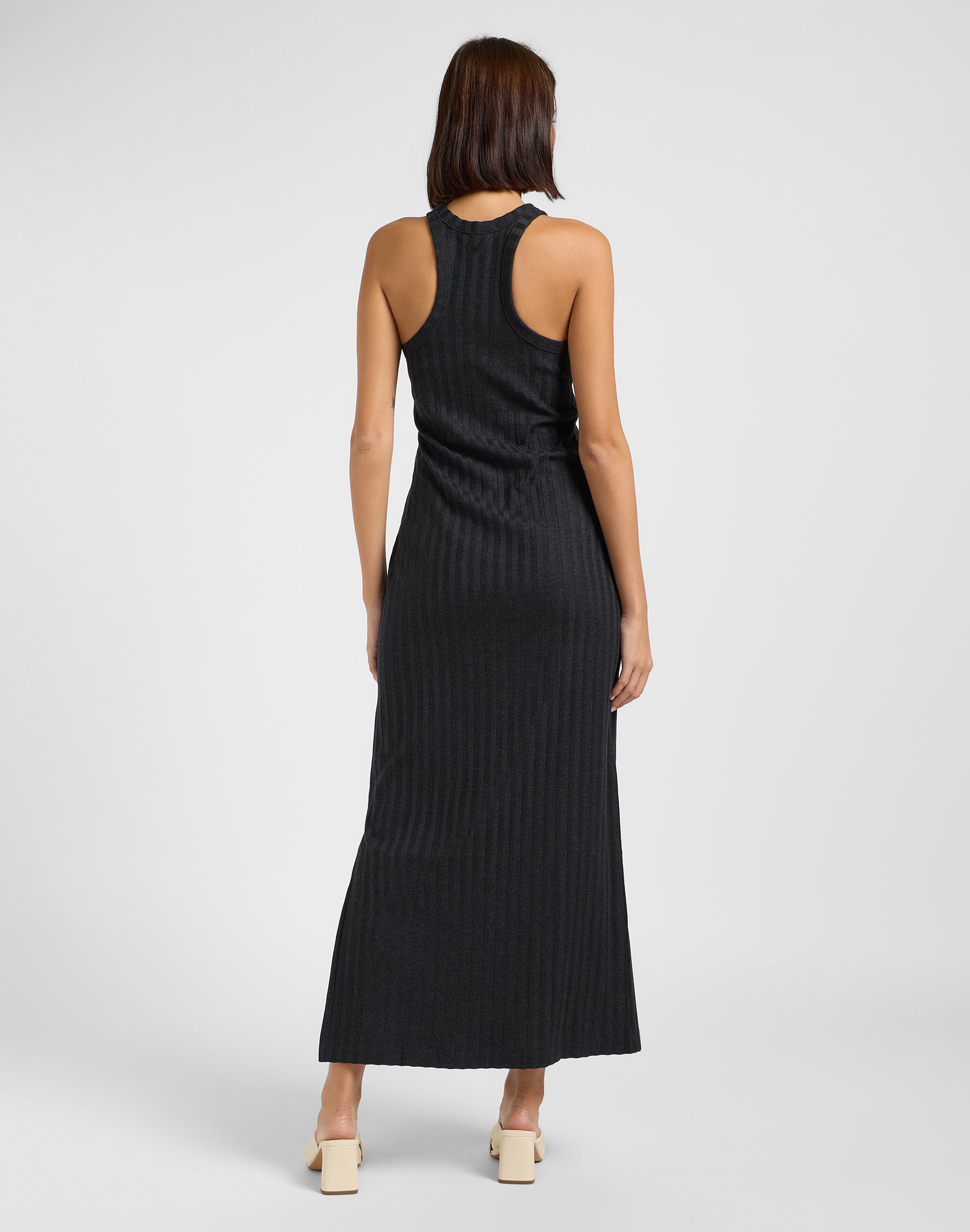 Rib Tank Dress in Black Kleider Lee