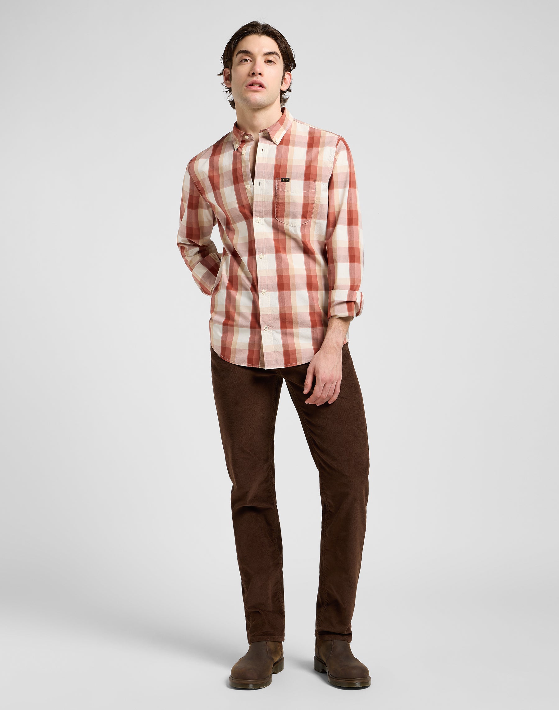 Lee Button Down in Red Clay Plaid Hemden Lee
