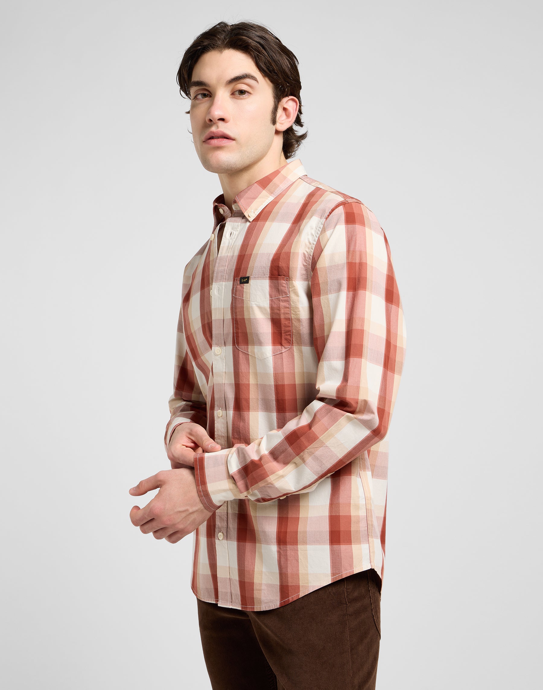 Lee Button Down in Red Clay Plaid Hemden Lee