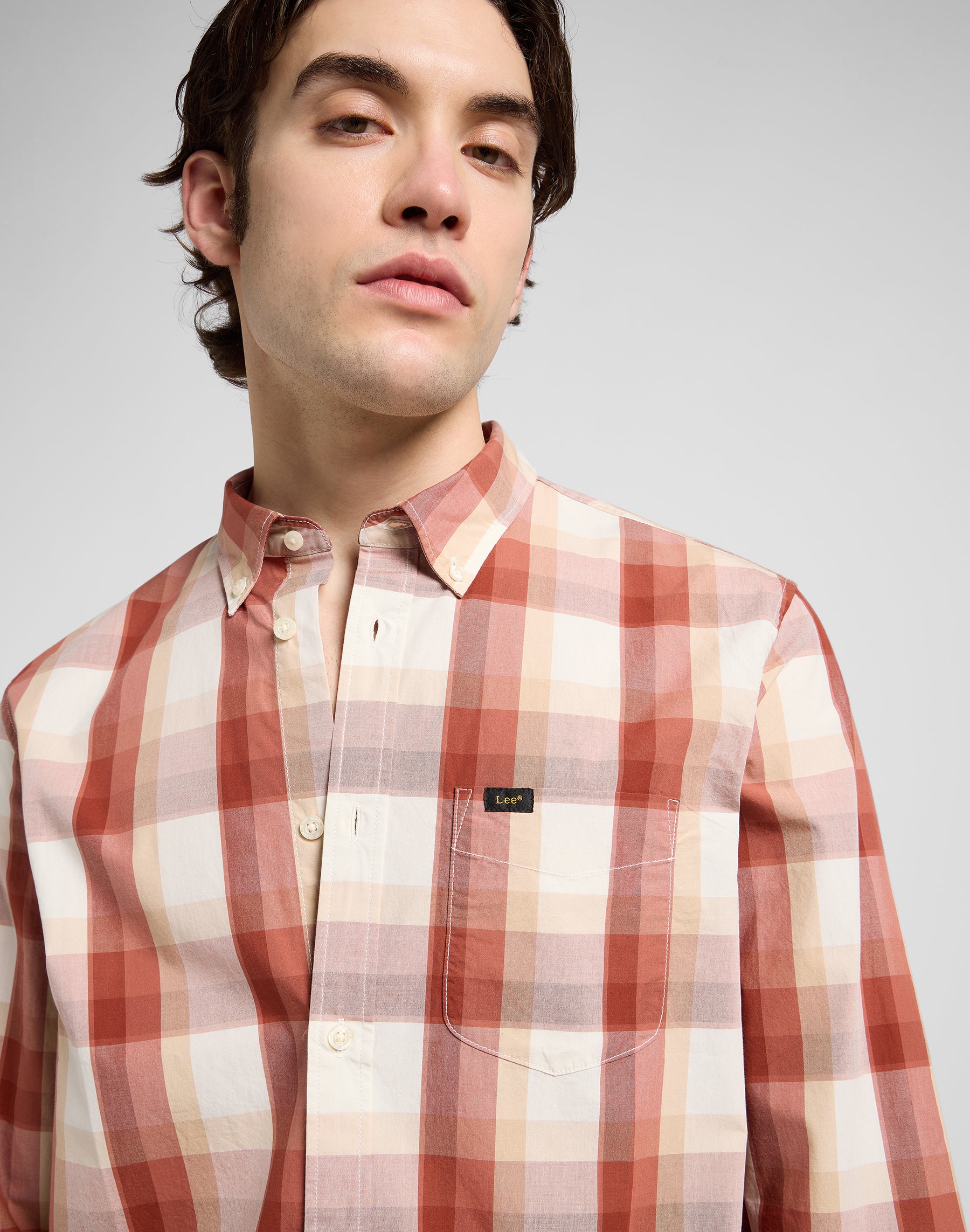 Lee Button Down in Red Clay Plaid Hemden Lee