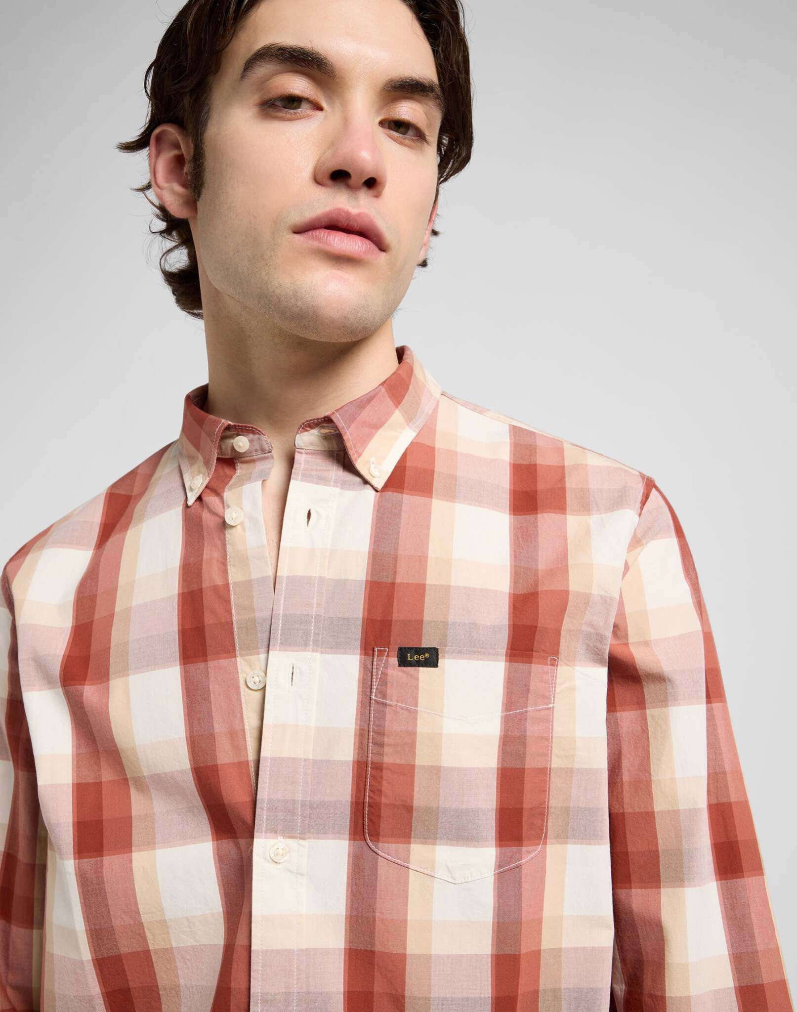 Lee Button Down in Red Clay Plaid Hemden Lee