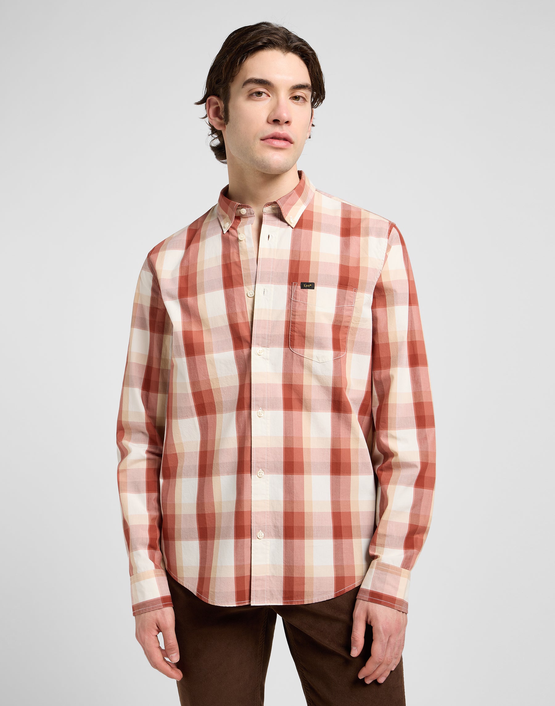 Lee Button Down in Red Clay Plaid Hemden Lee