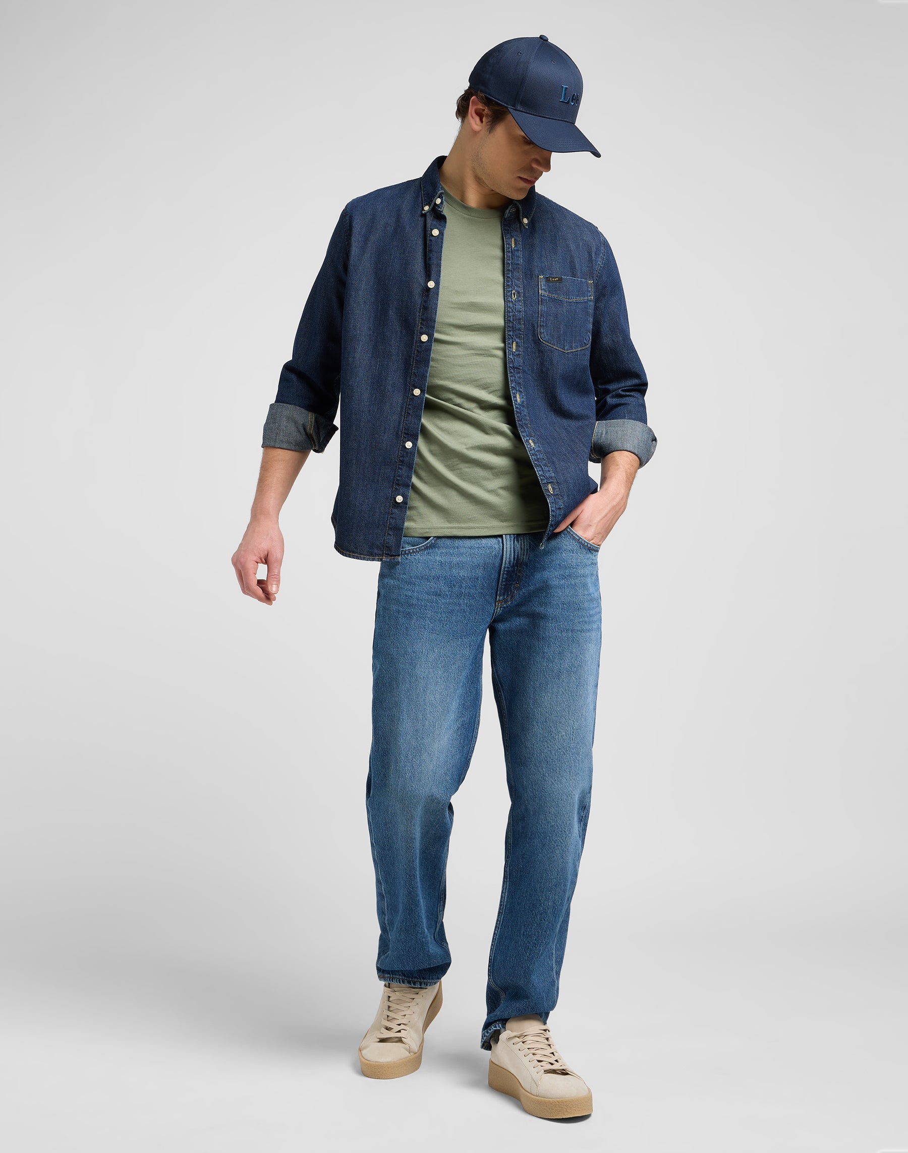 Lee Button Down in Mid Stone 2 Hemden Lee