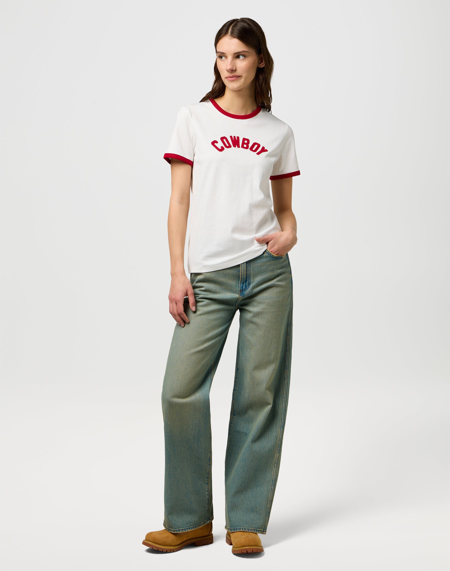 Ringer Tee in Worn White T-Shirts Wrangler