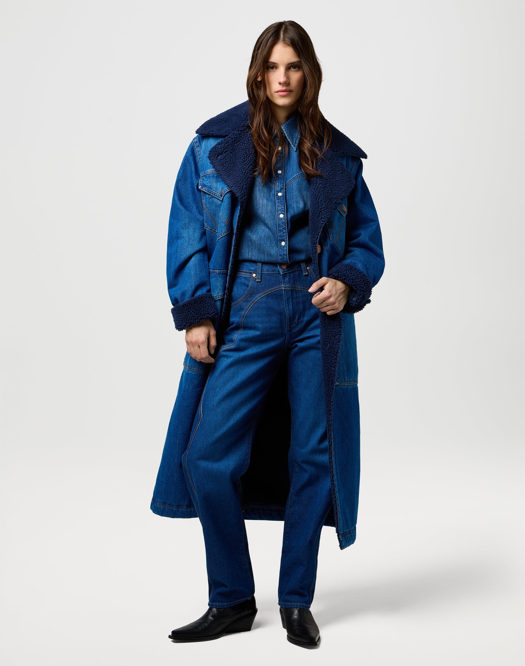 Wrange Coat in Sparkle Blue Jacken Wrangler