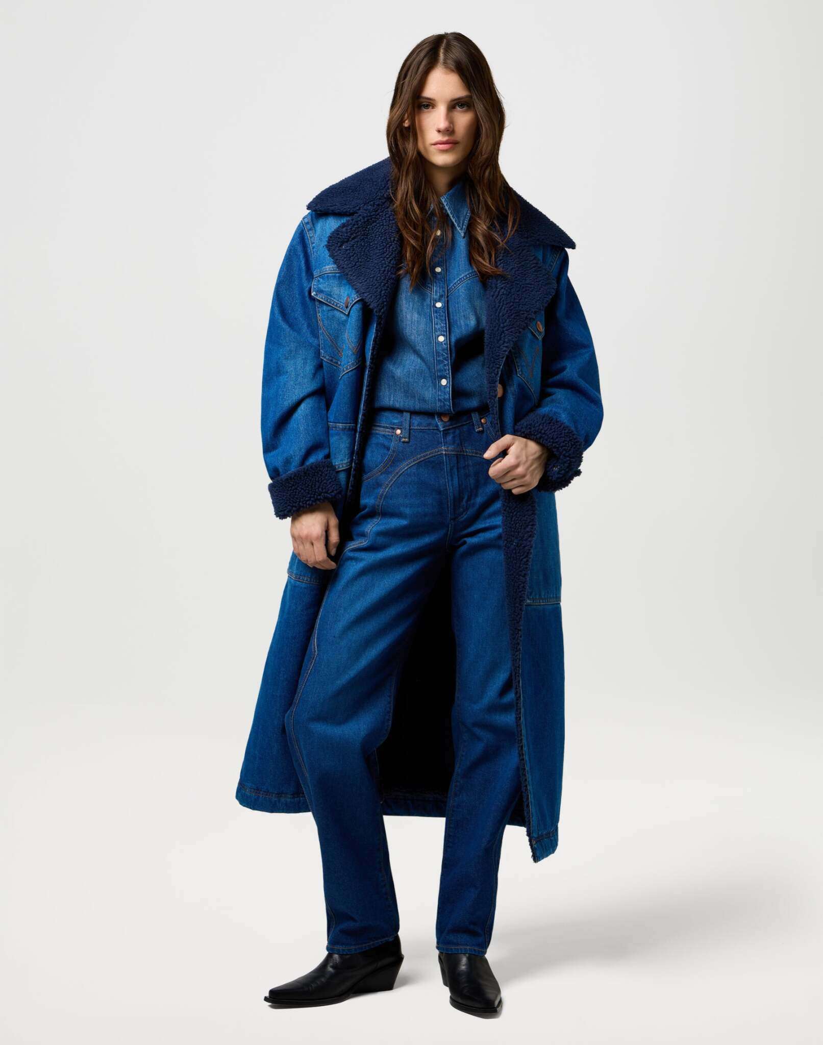 Wrange Coat in Sparkle Blue Jacken Wrangler