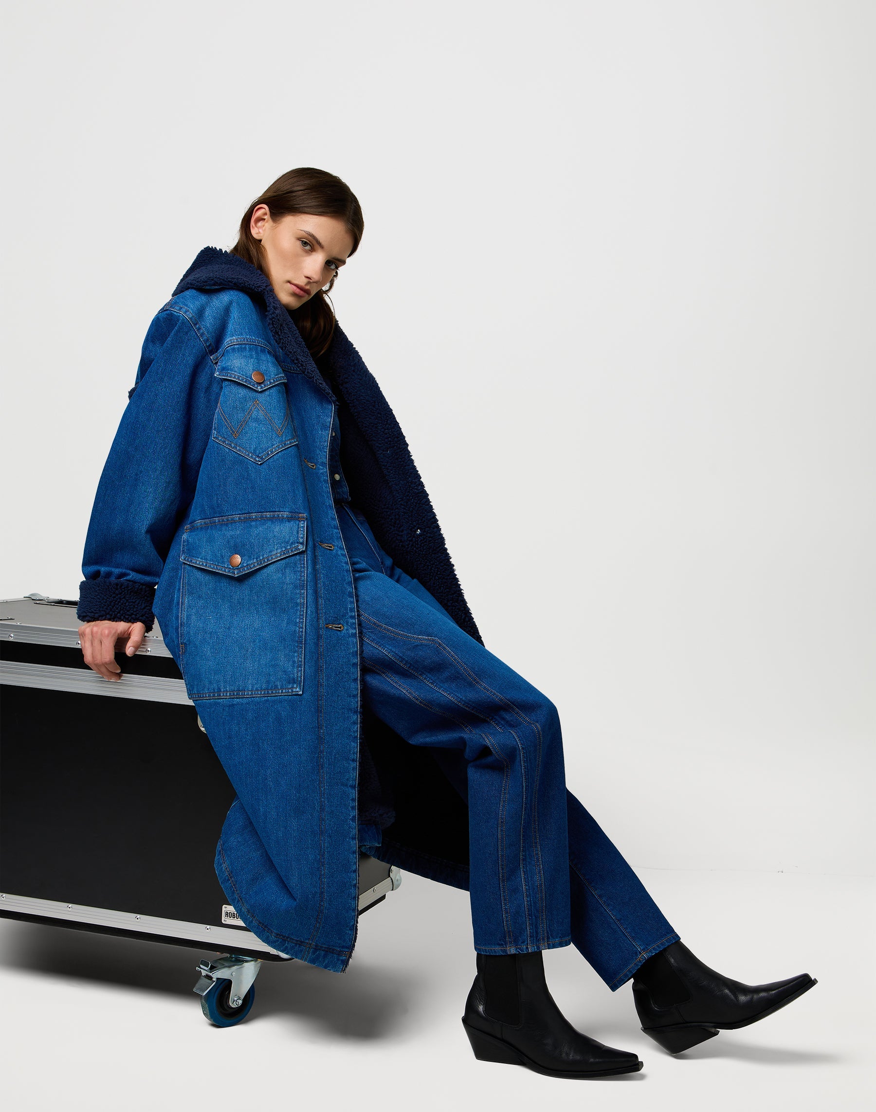 Wrange Coat in Sparkle Blue Jacken Wrangler