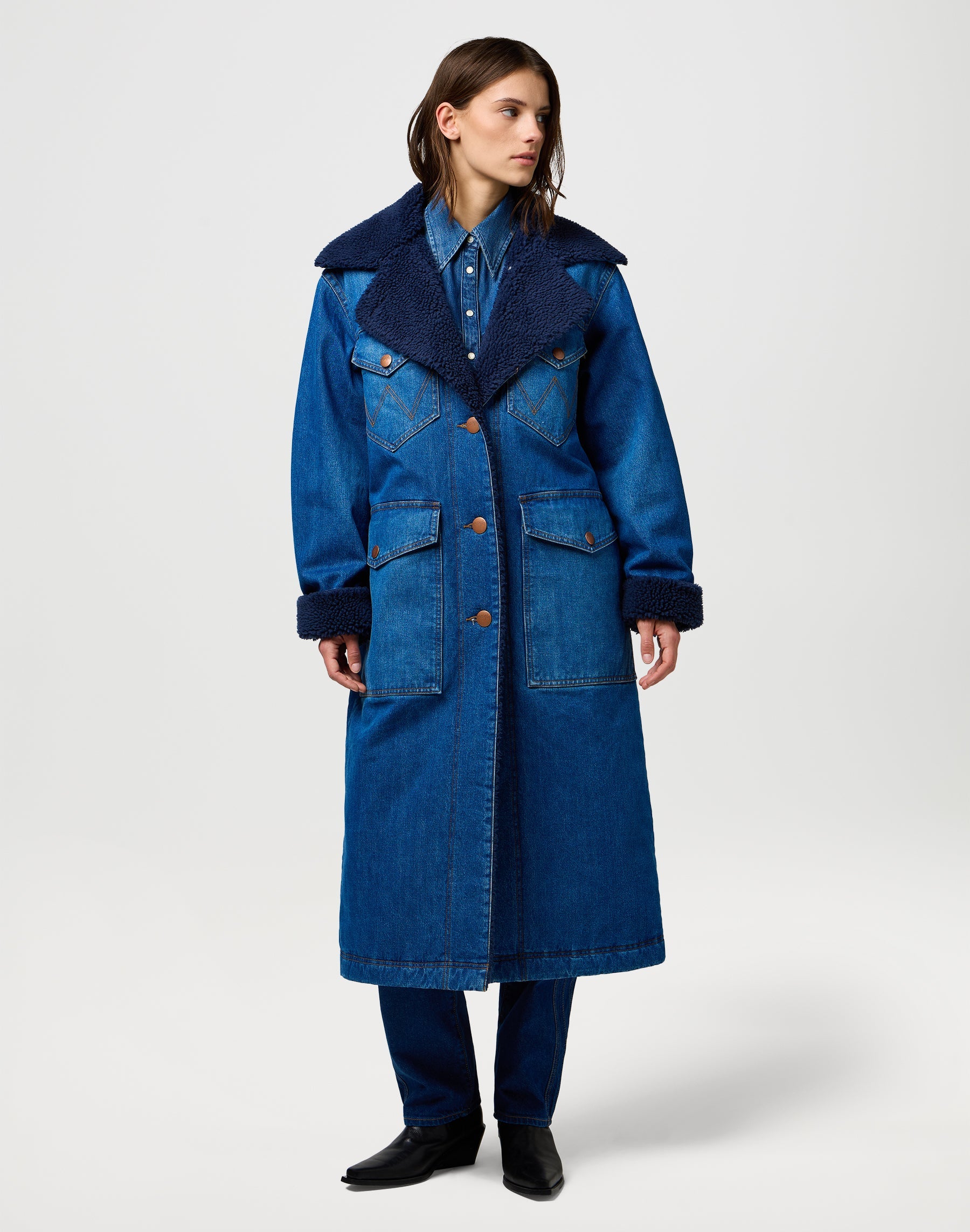 Wrange Coat in Sparkle Blue Jacken Wrangler