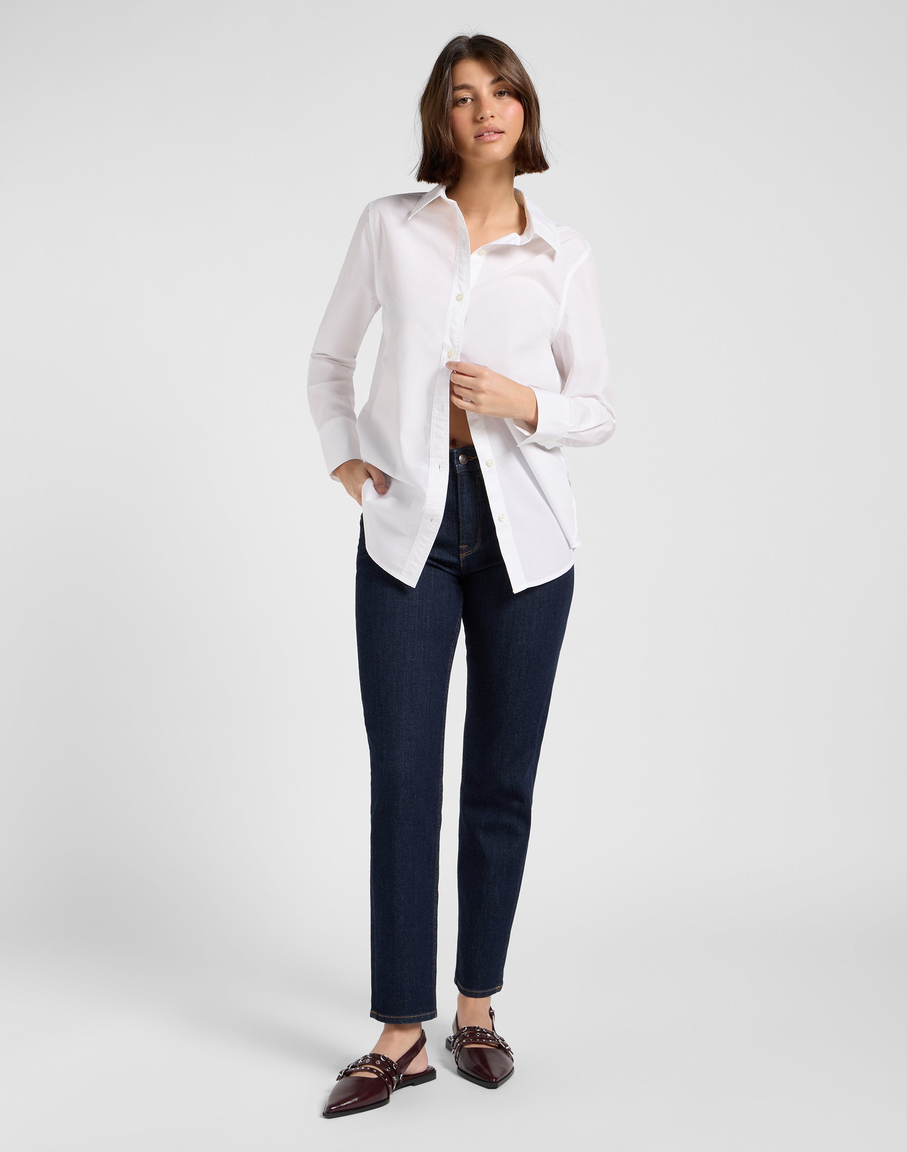 Classic Shirt in Bright White Hemden Lee