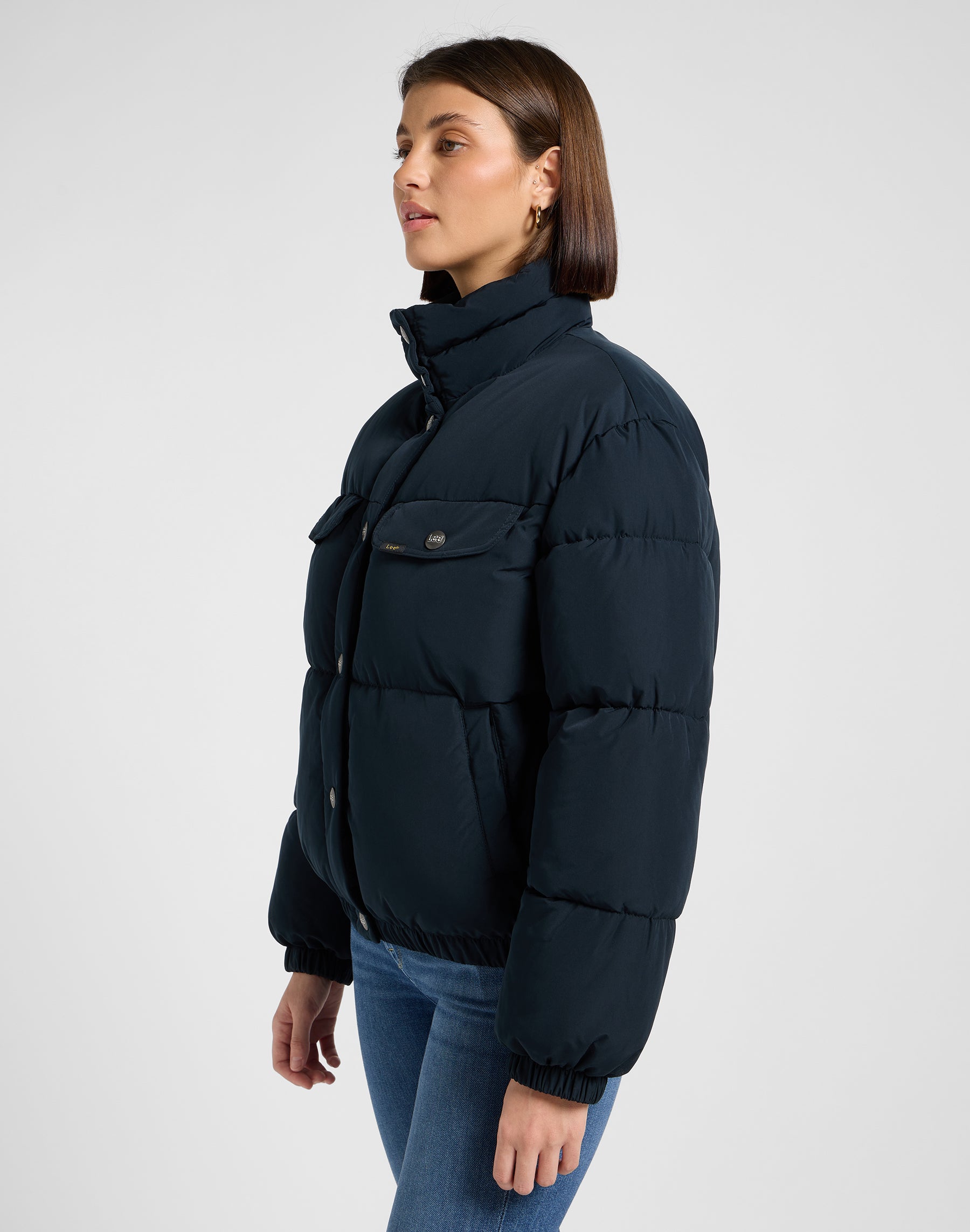 Rider Puffer Jacket in Black Jacken Lee