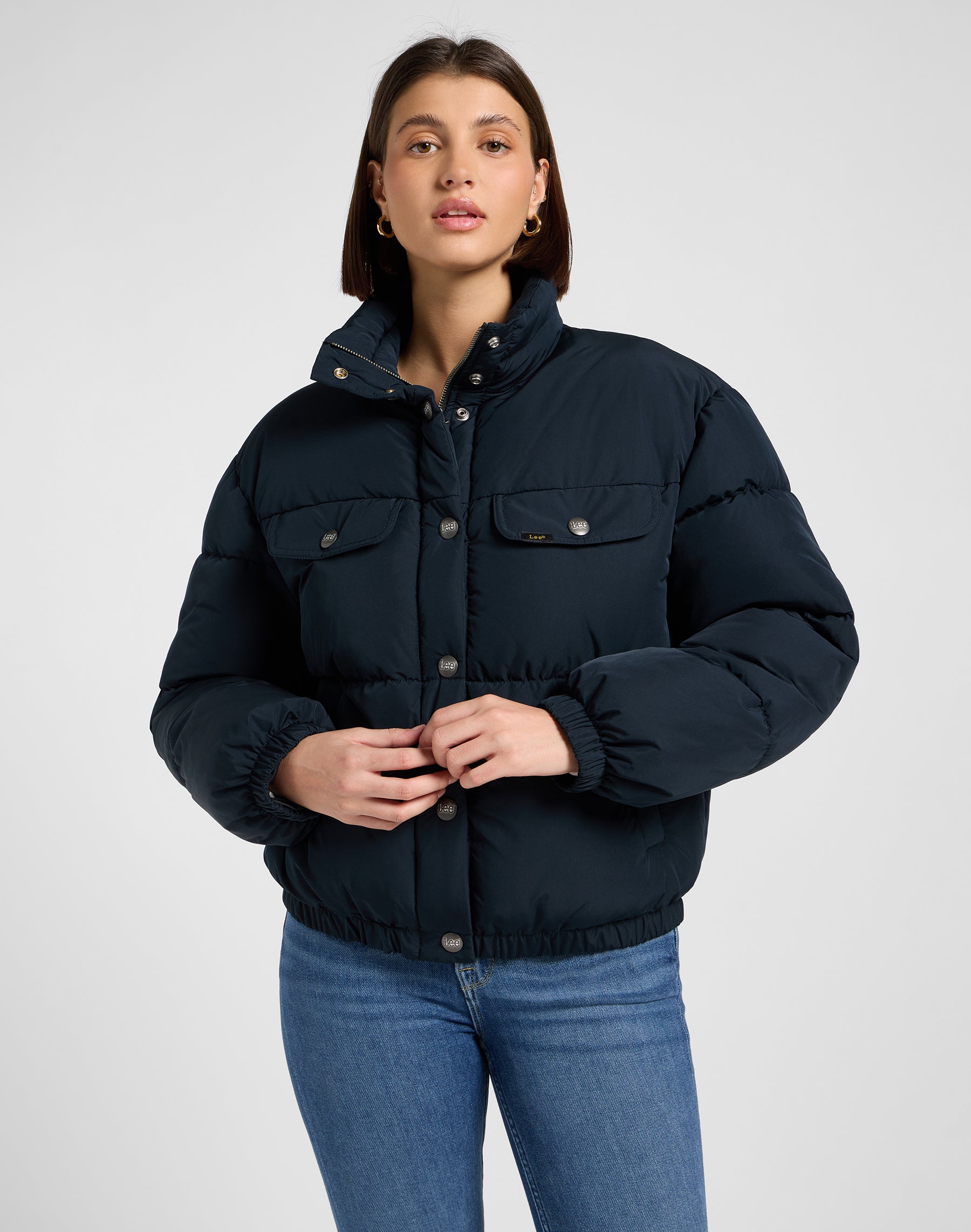 Rider Puffer Jacket in Black Jacken Lee