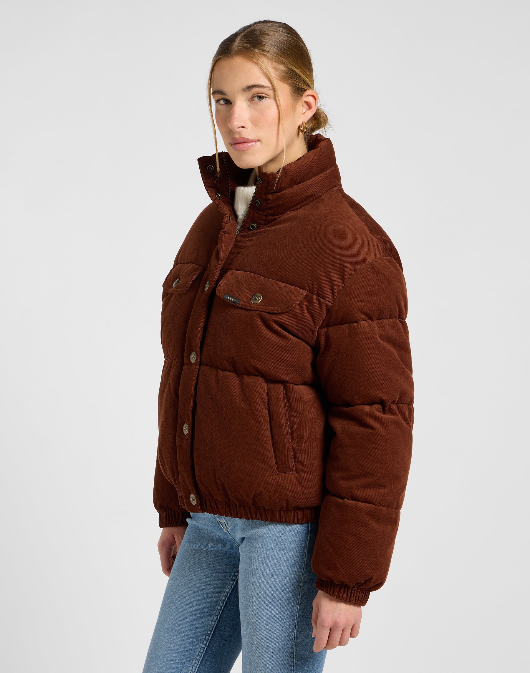 Rider Puffer Jacket in Luxe Brown Jacken Lee
