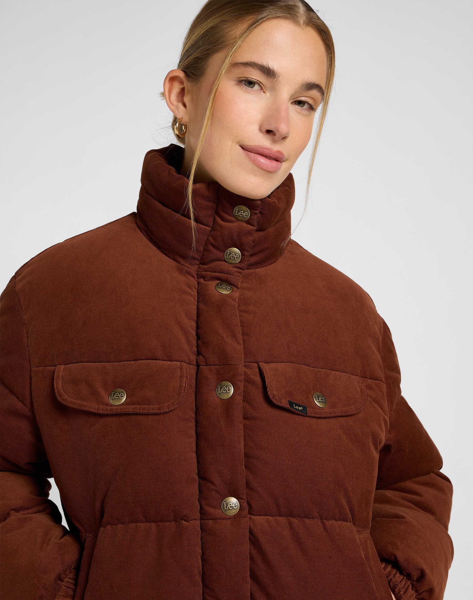 Rider Puffer Jacket in Luxe Brown Jacken Lee