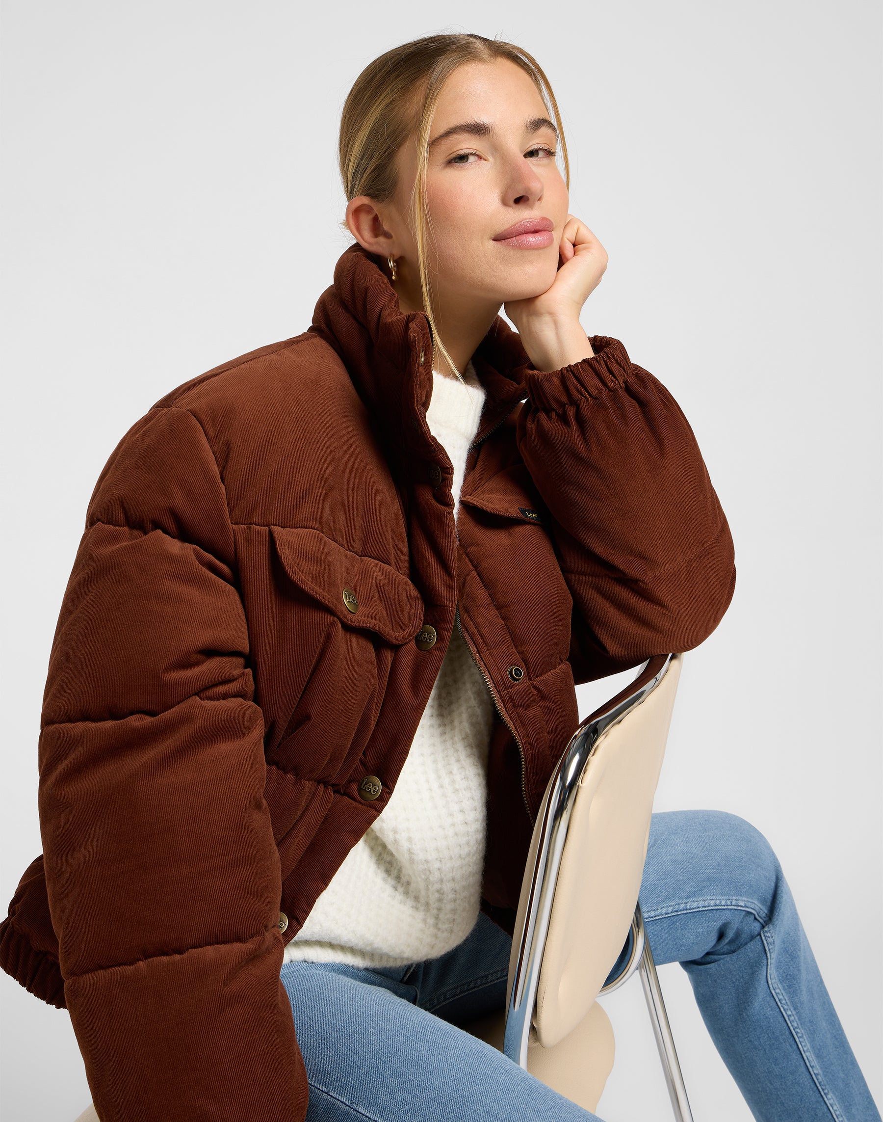 Rider Puffer Jacket in Luxe Brown Jacken Lee