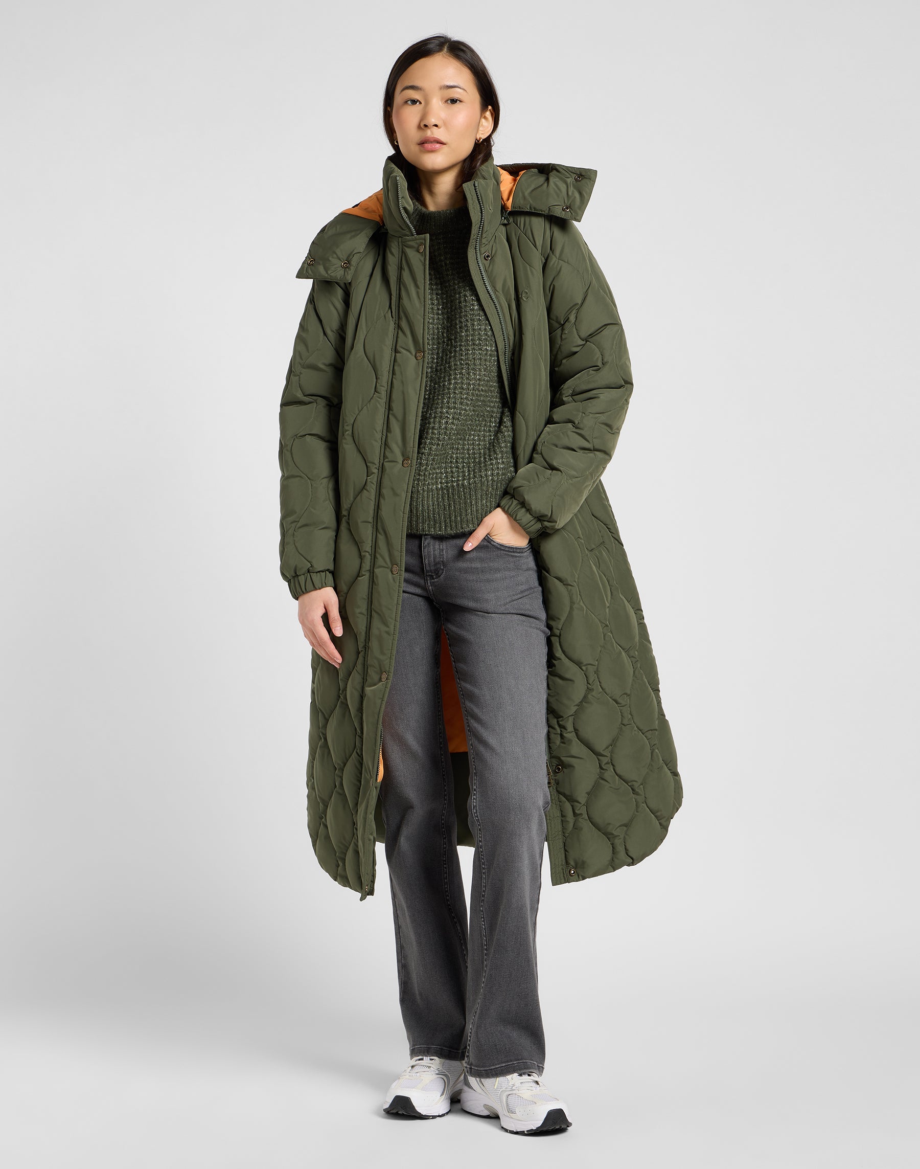 Long Puffer in Oak Moss Jacken Lee