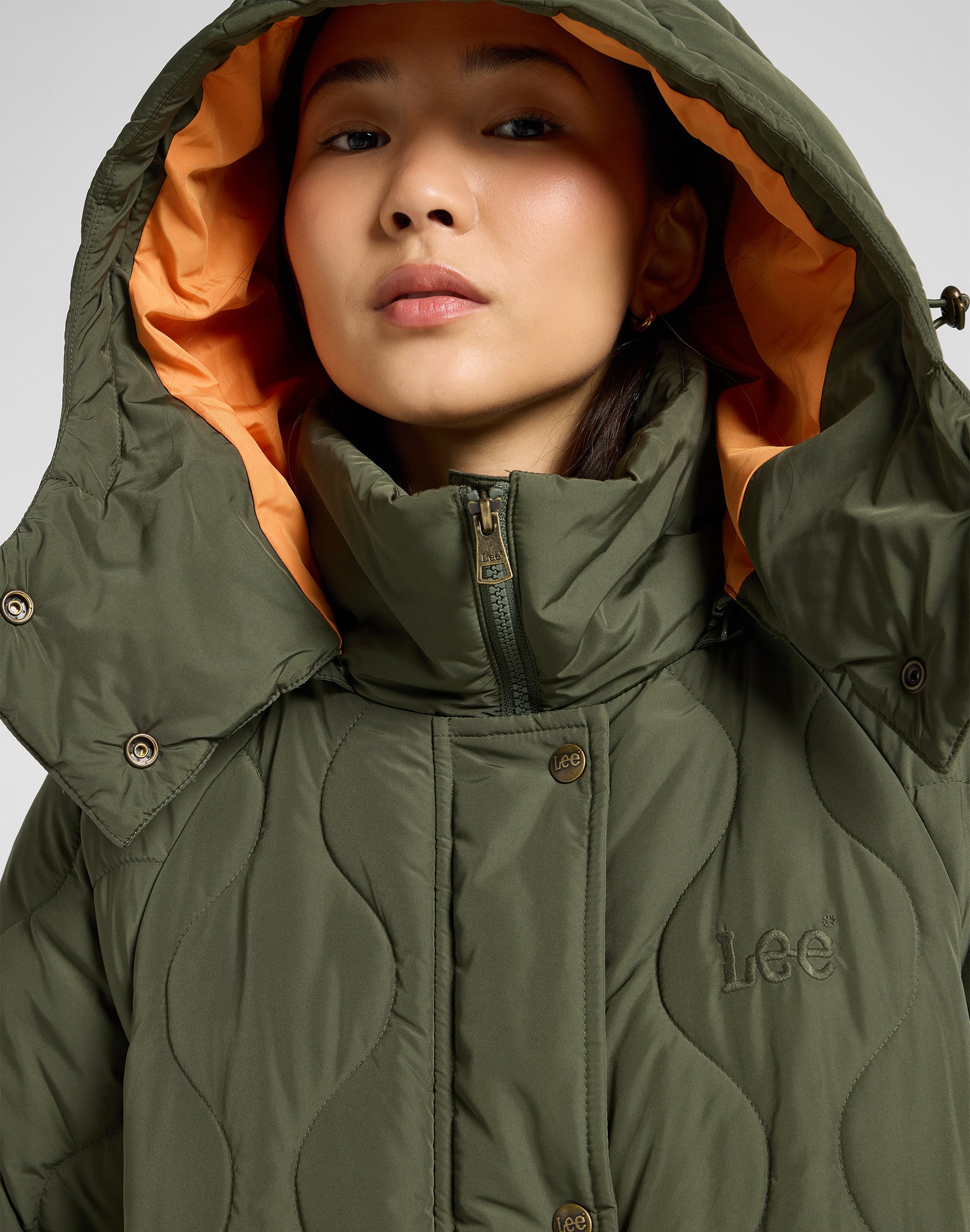 Long Puffer in Oak Moss Jacken Lee
