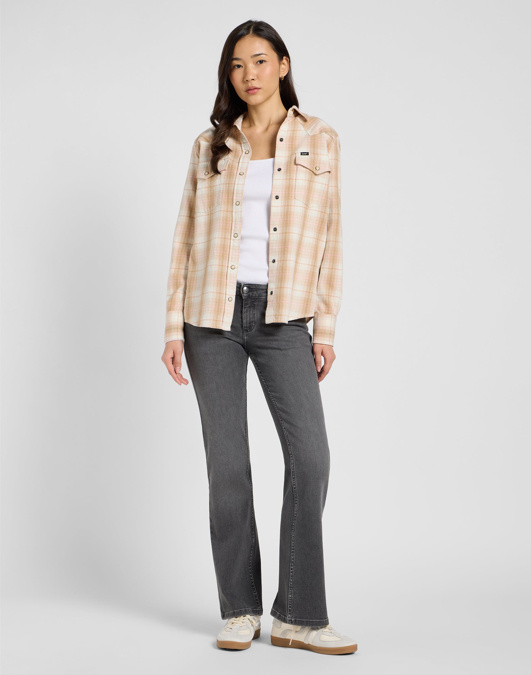 Regular Western Shirt in Khaki Plaid Hemden Lee