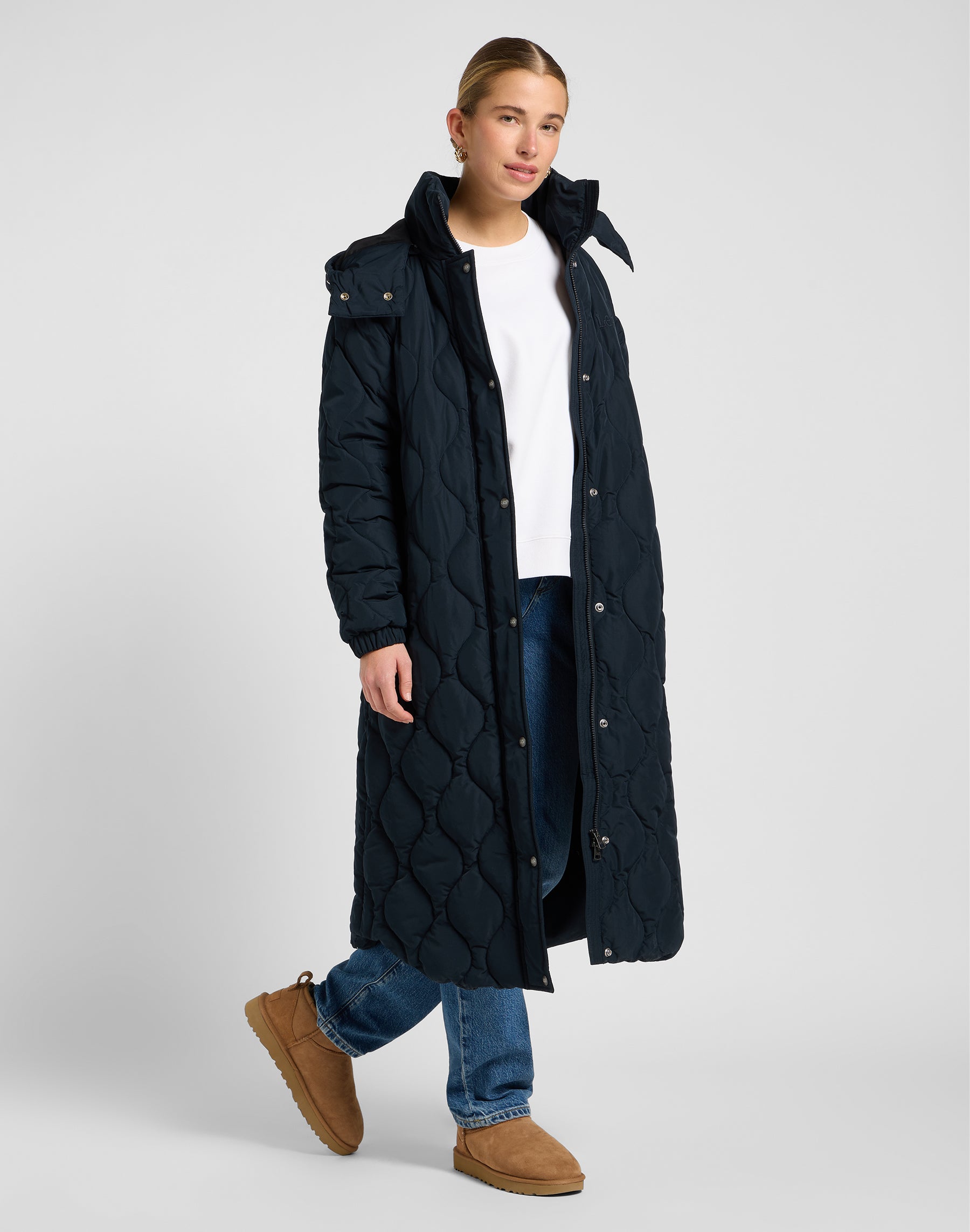 Long Puffer in Unionall Black Jacken Lee