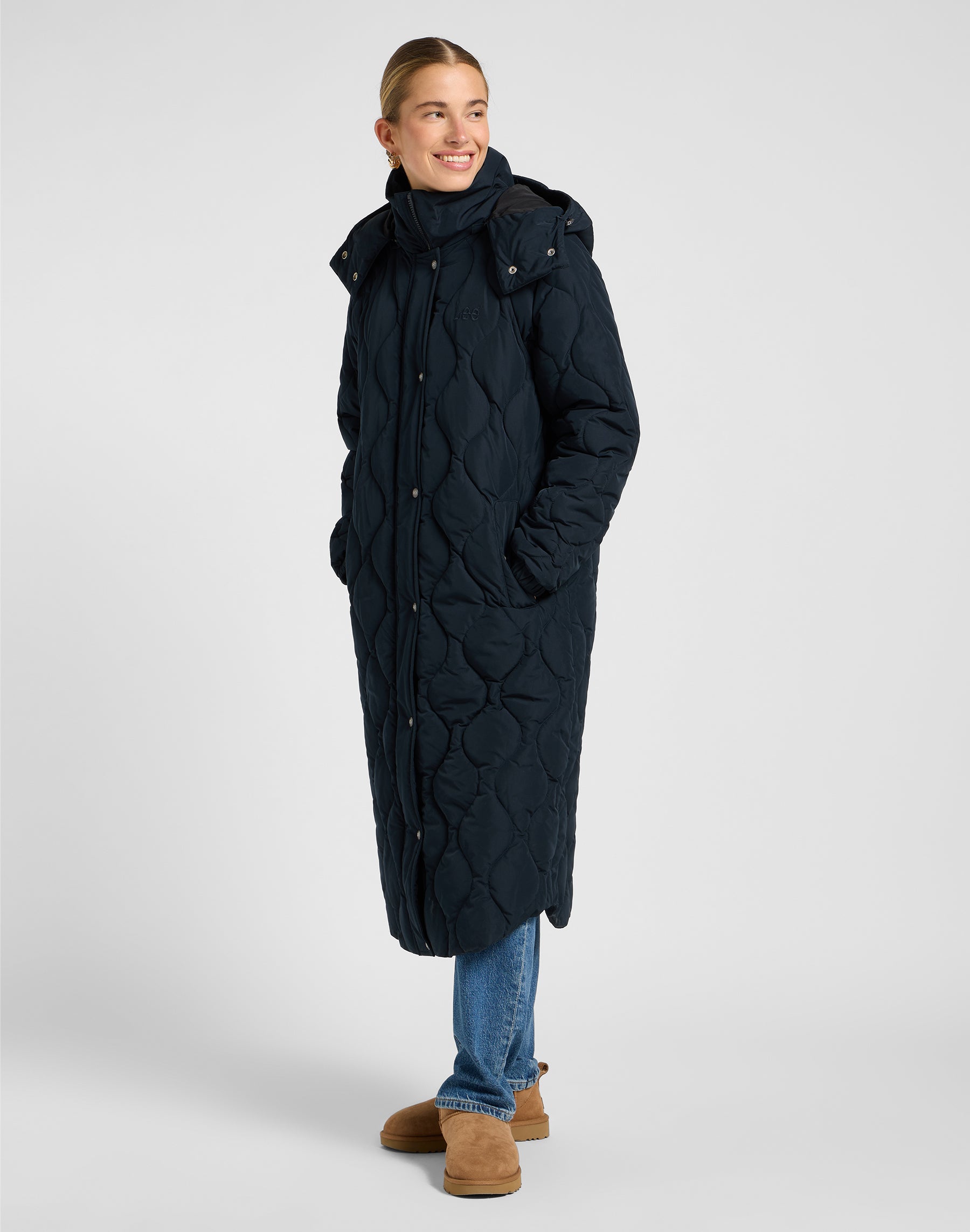 Long Puffer in Unionall Black Jacken Lee