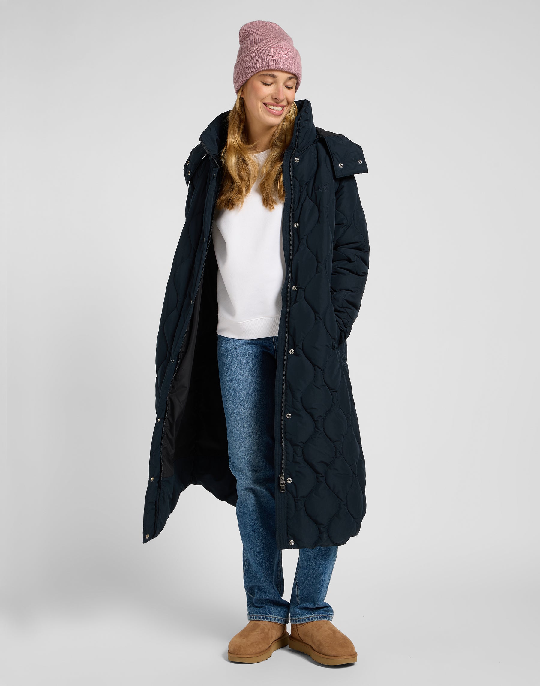 Long Puffer in Unionall Black Jacken Lee