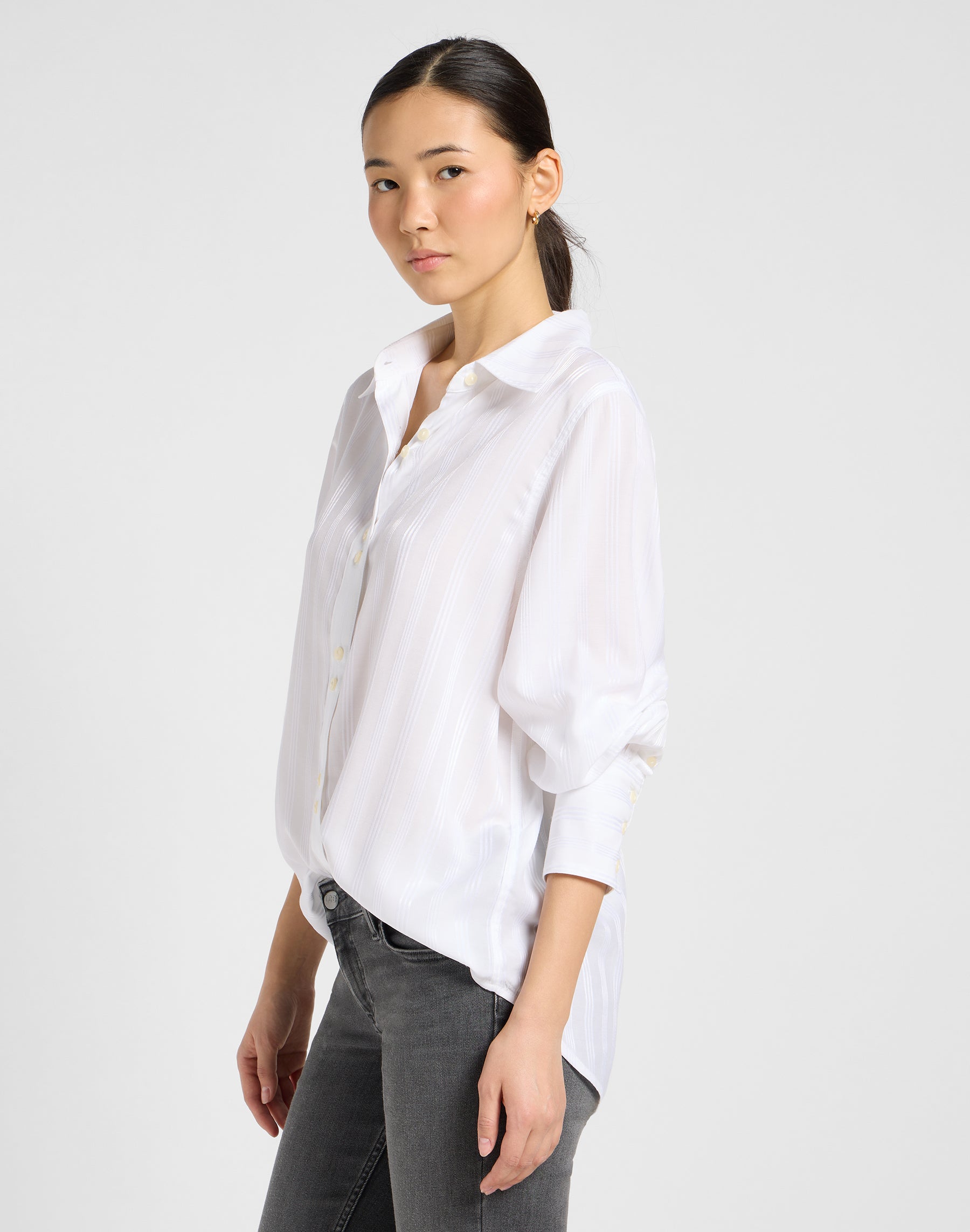 Balloon Sleeve Shirt in Bright White Hemden Lee