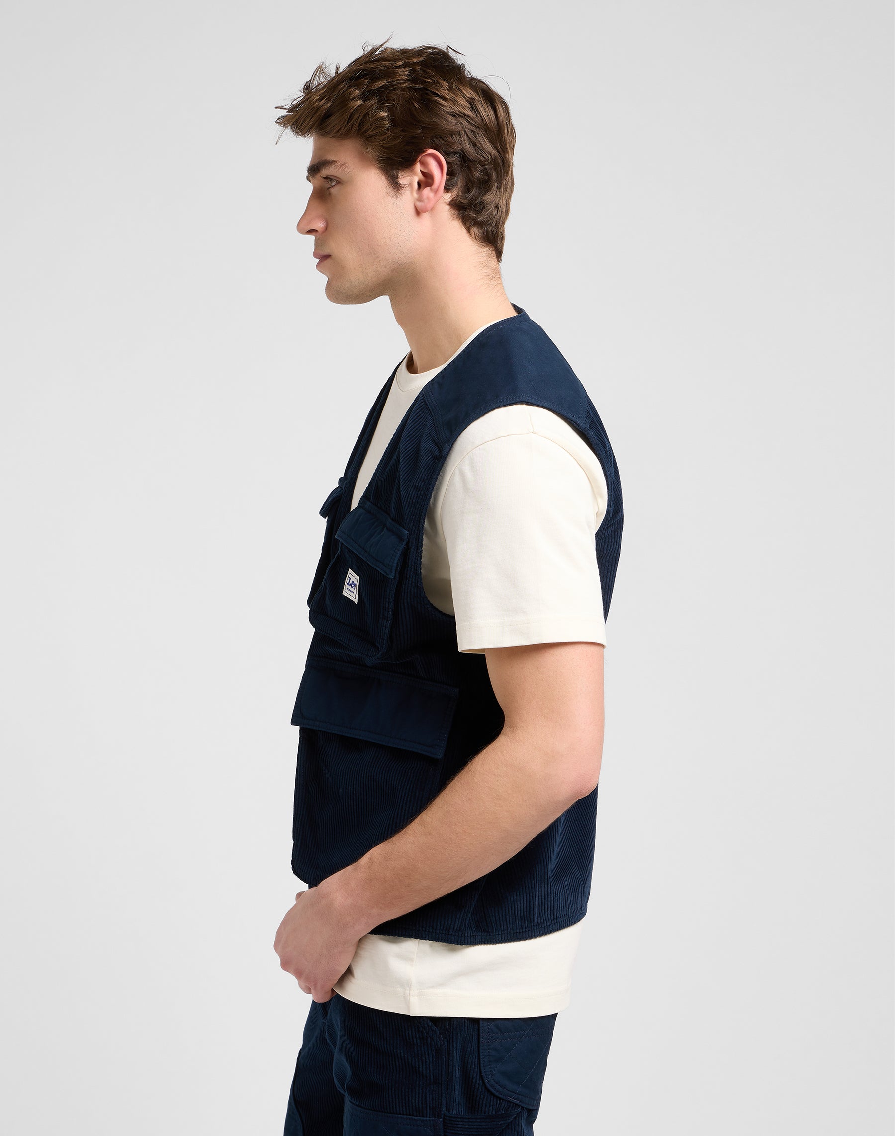 Mixed Media Ww Vest in Rivet Navy Jacken Lee