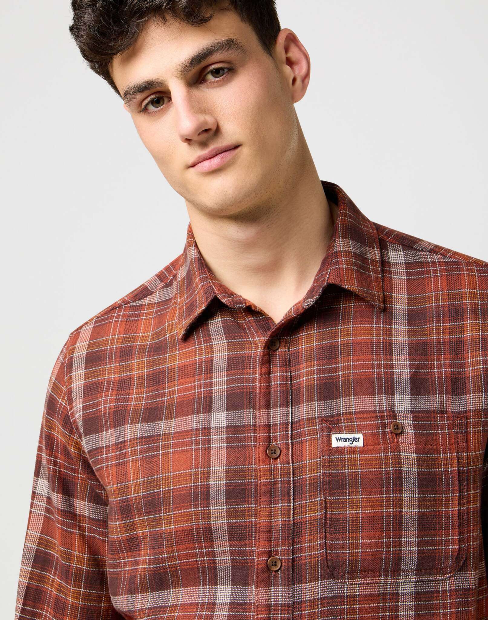1 Pkt Flannel Shirt in Fired Brick Hemden Wrangler