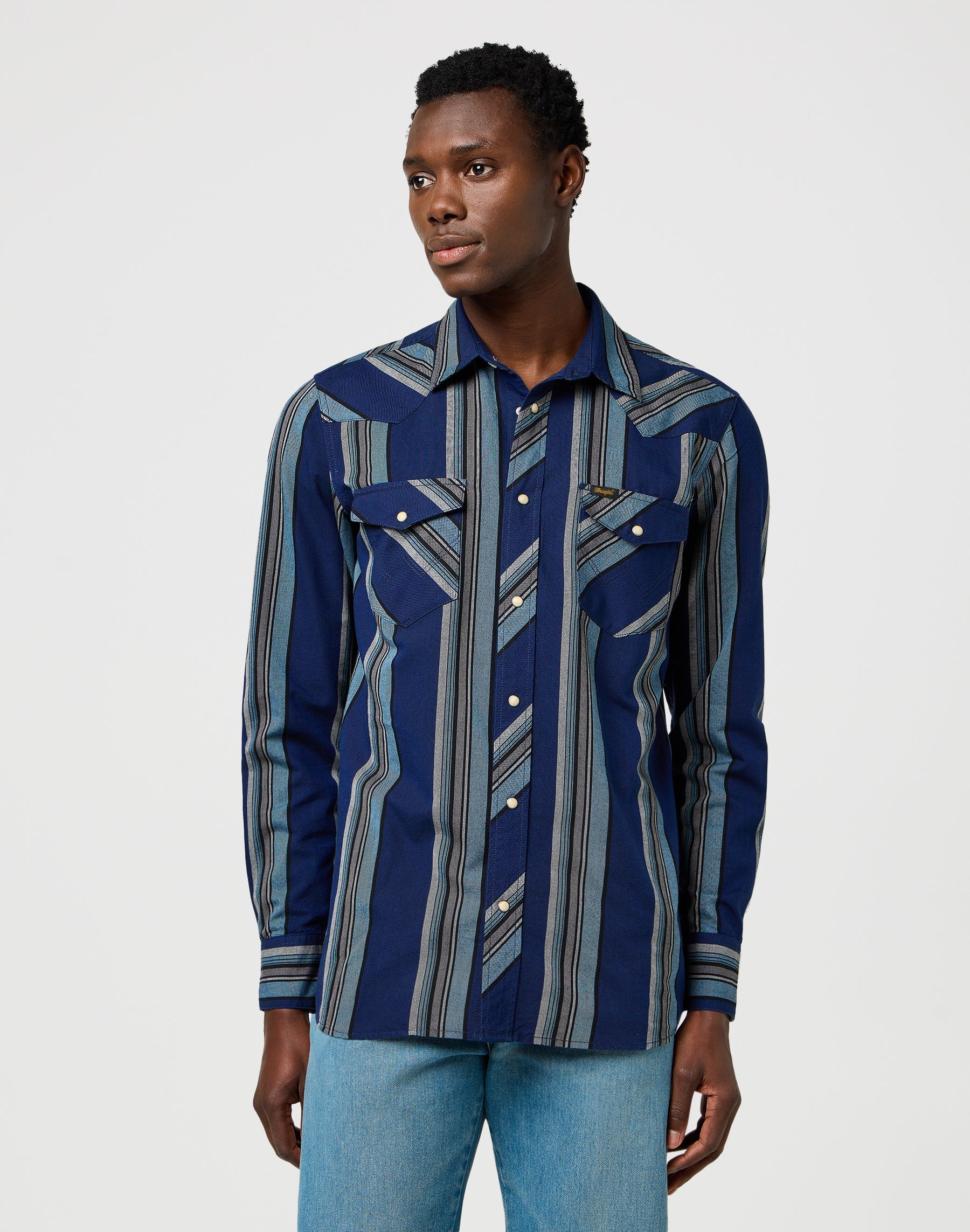 Western Indigo Shirt in Vintage Blue Hemden Wrangler
